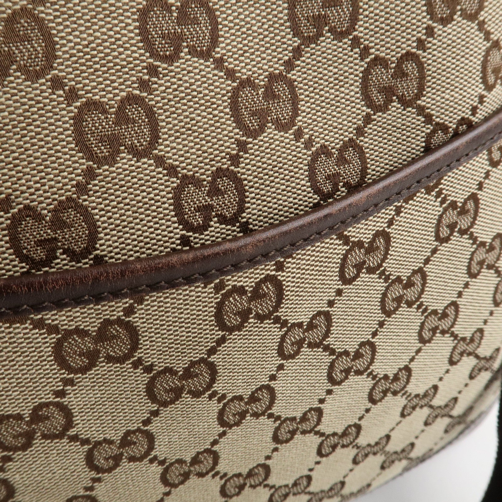 GUCCI GG Canvas Leather Shoulder Bag Crossbody Bag Brown 145857 Used