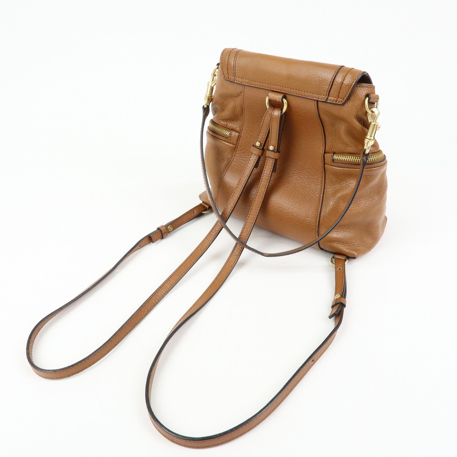 Chloe See By Chloe Leather Backpack Rucksack Camel
