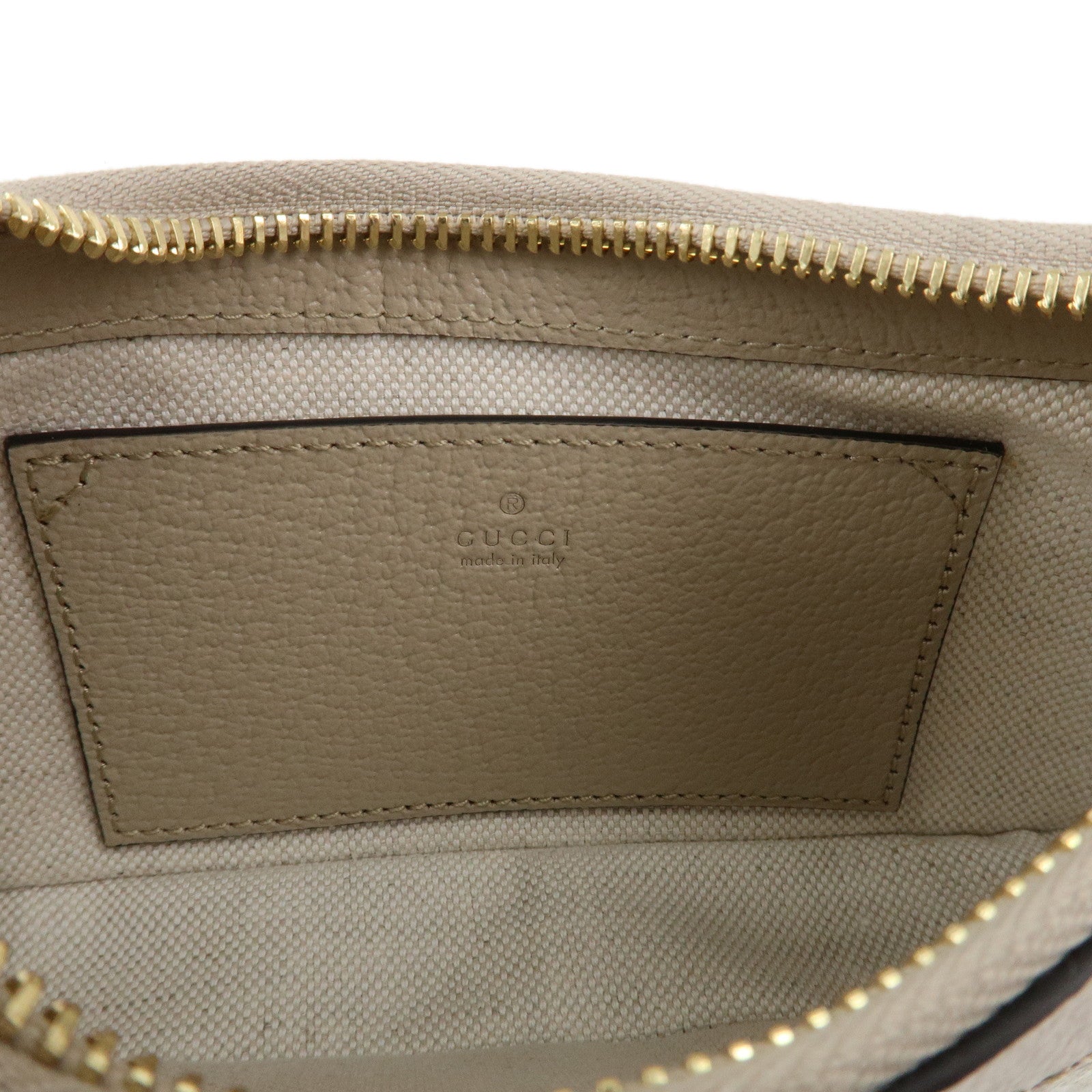 GUCCI Leather GG Supreme Chain Pouch Hand Bag Beige Brown 764960 Used