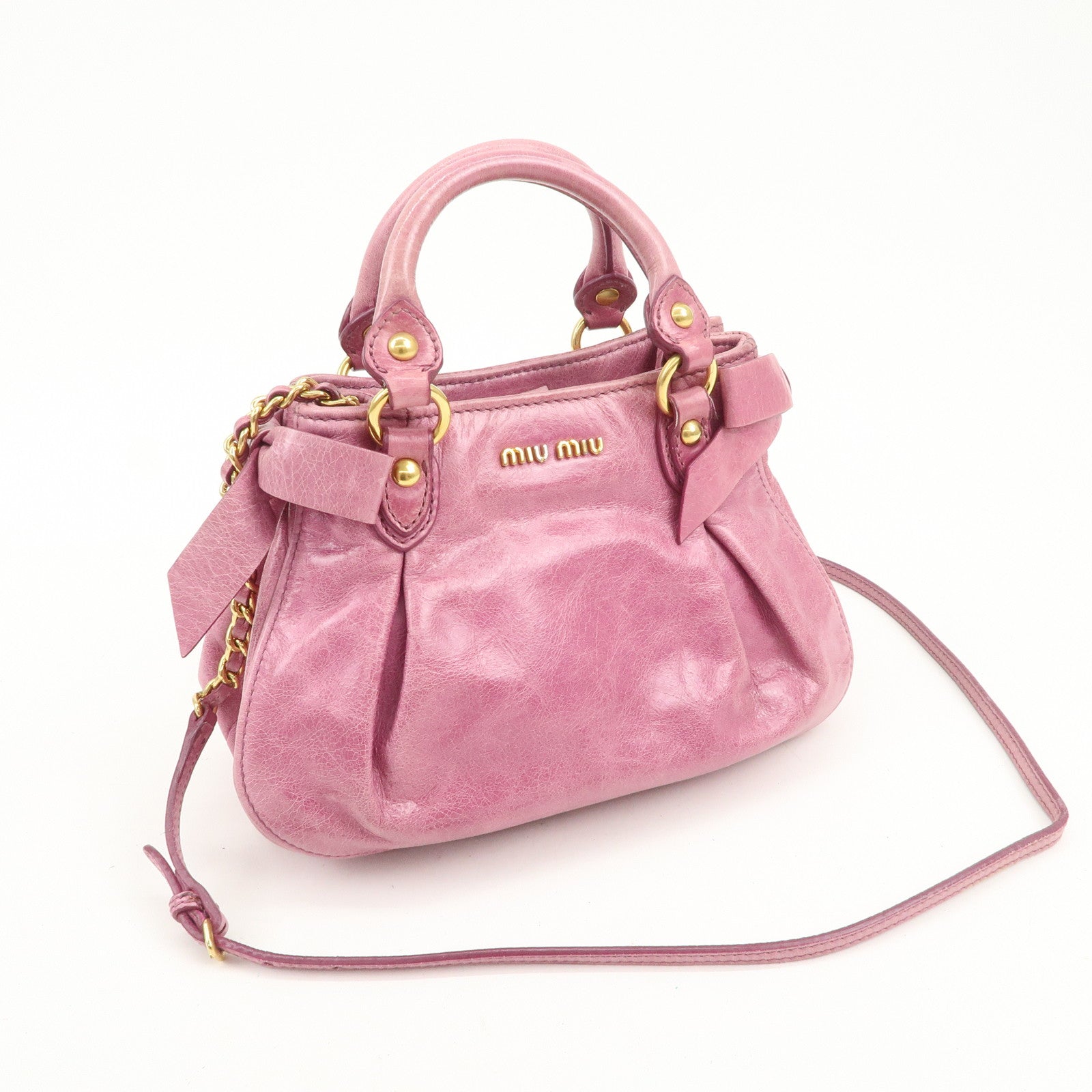 MIU MIU Leather Side Ribbon 2Way Bag Hand Bag Shoulder Bag