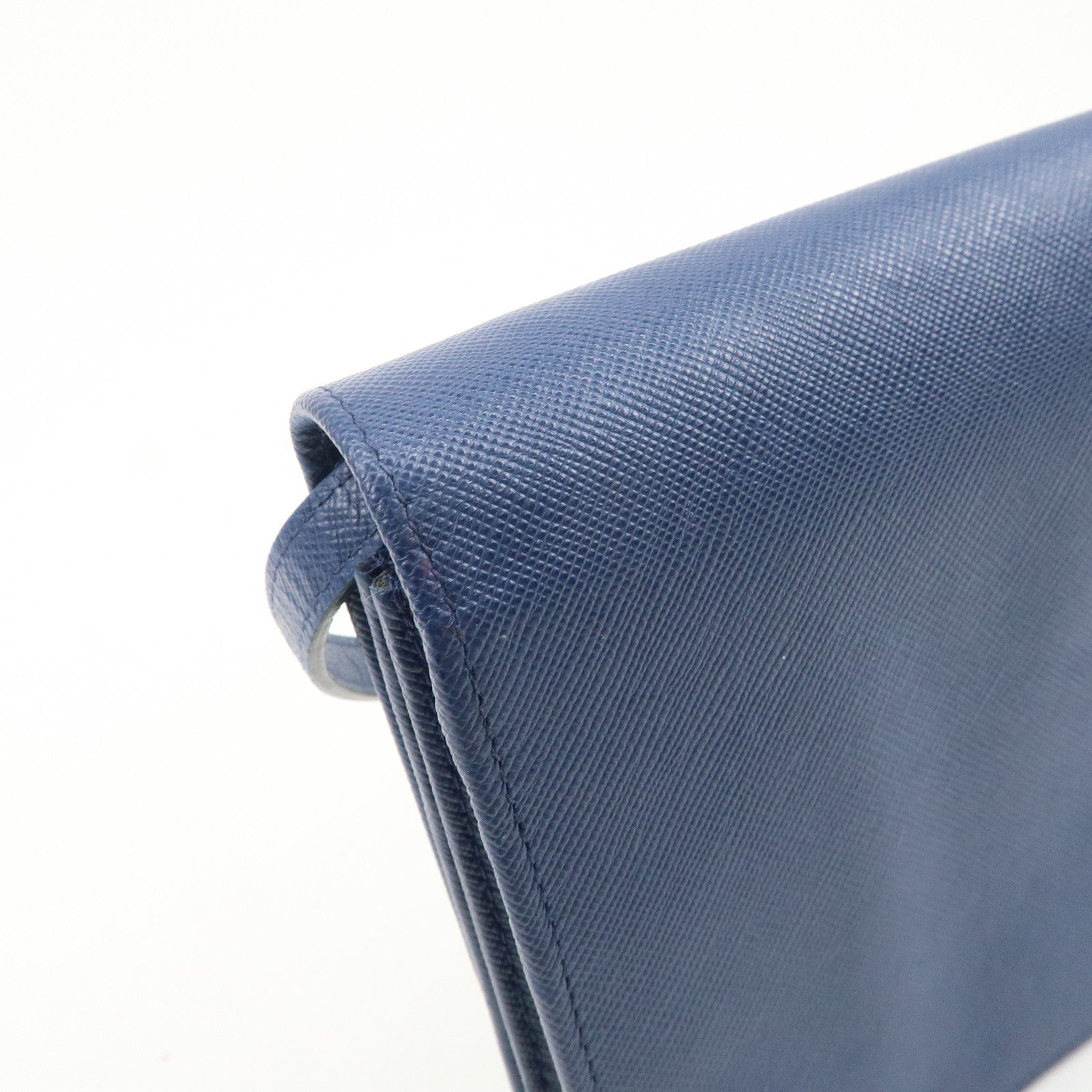 PRADA Logo Saffiano Leather Shoulder Bag Crossbody Bag Blue 1M1361