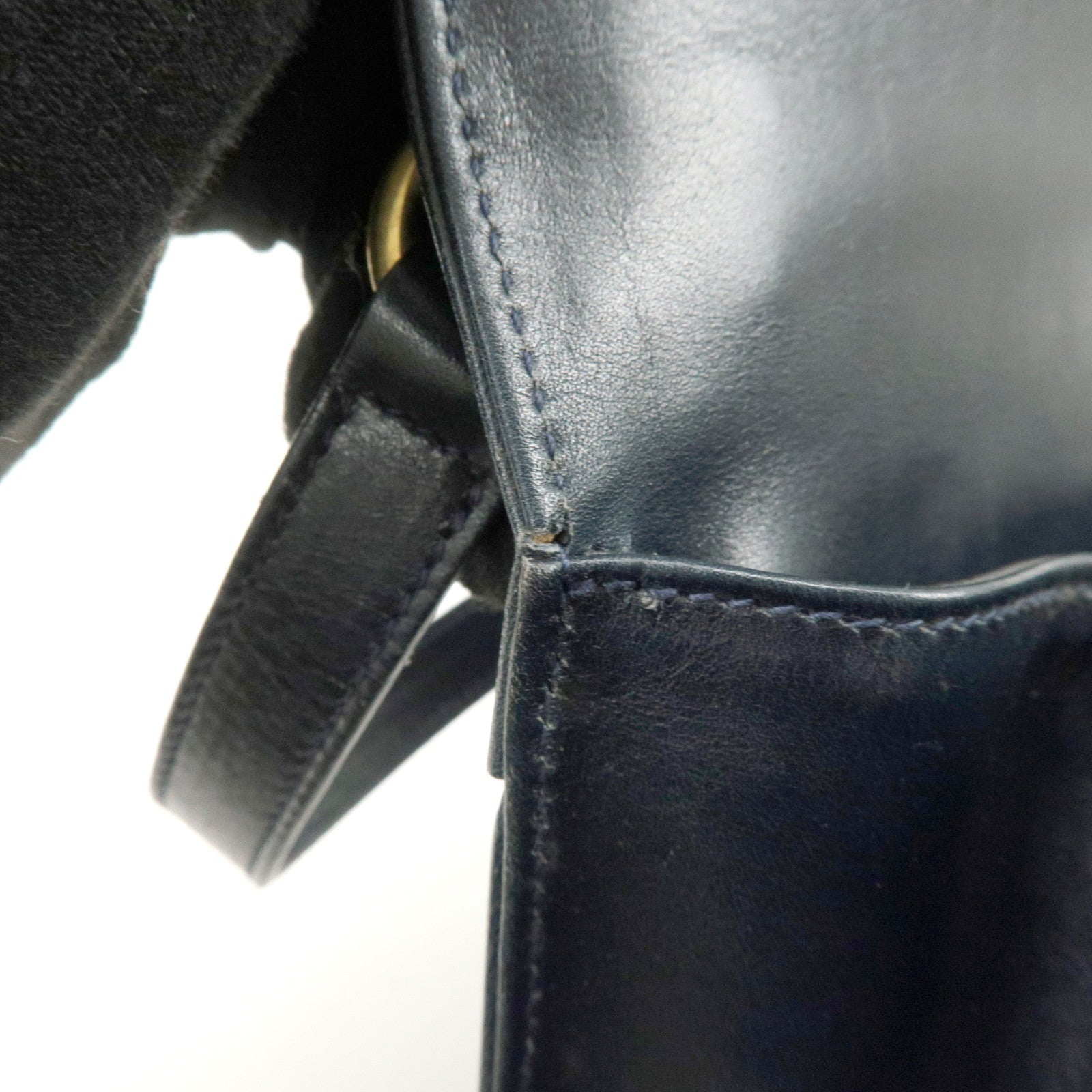 Ferragamo Gancini Leather Shoulder Bag Crossbody Bag Navy