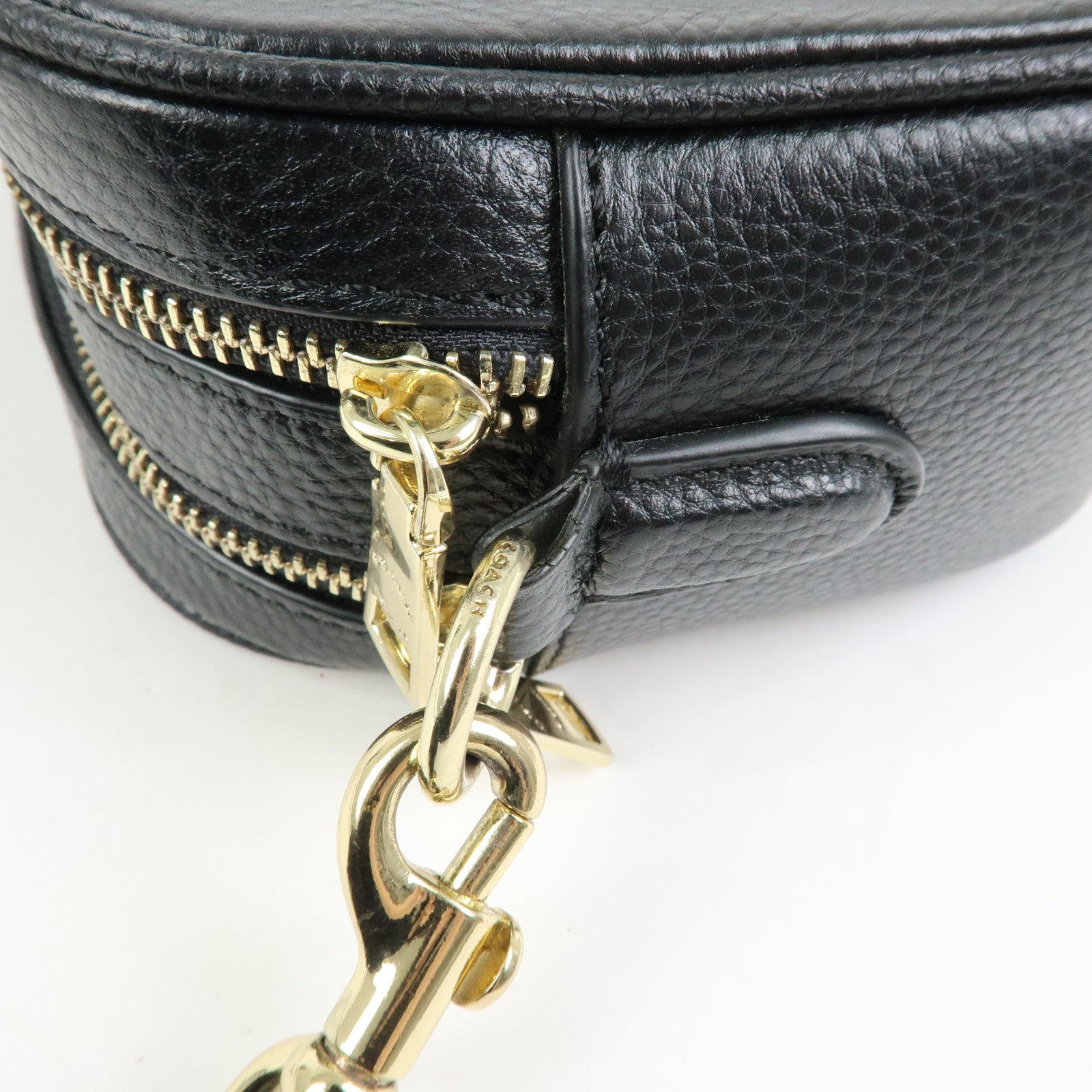 COACH Logo Leather Shoulder Crossbody Bag Black