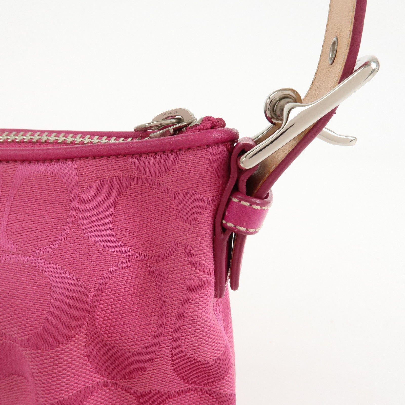 COACH Signature Logo Canvas Leather Shoulder Bag Hand Bag Pink