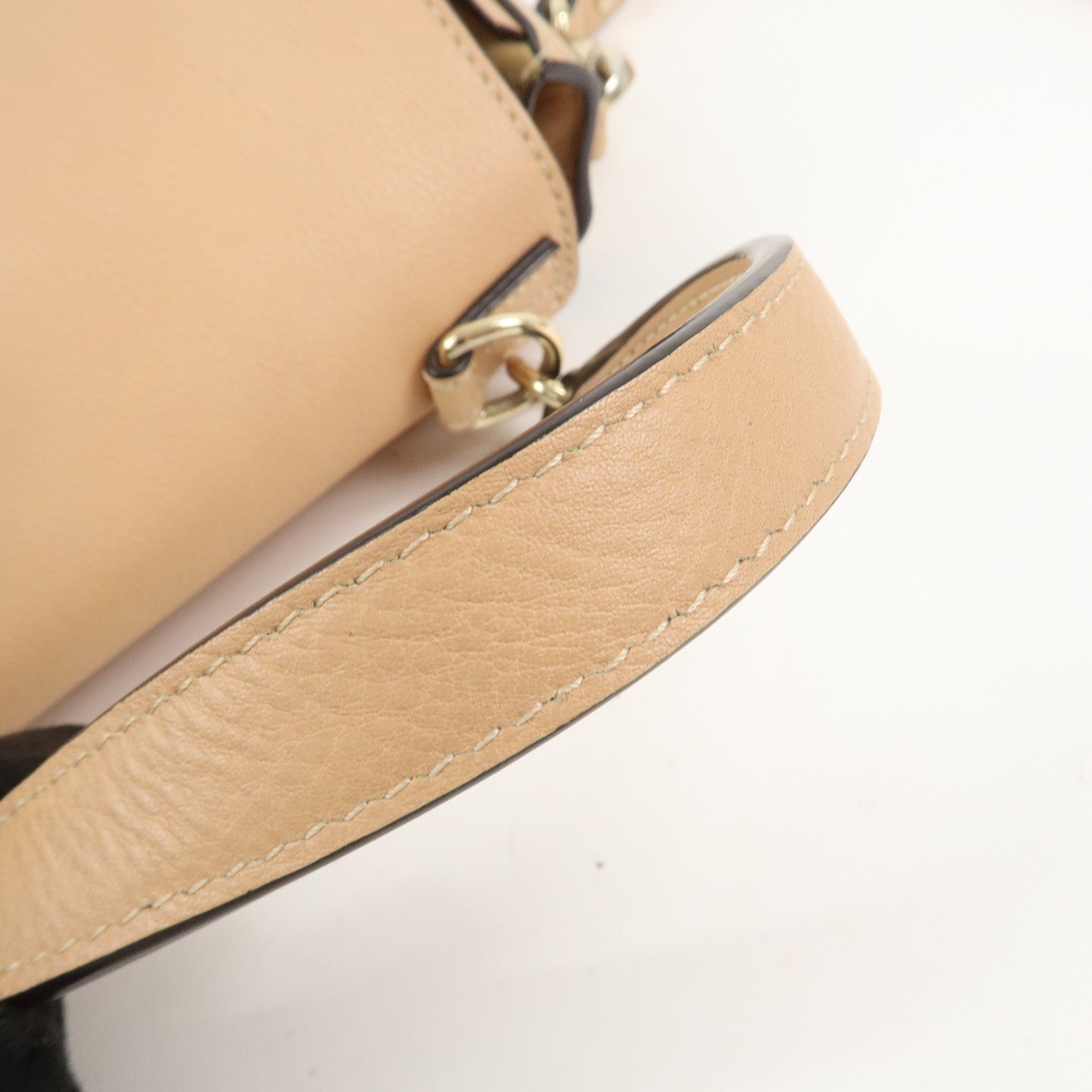 Chloe FAYE Leather Suede Hand Bag Pink Beige Gold