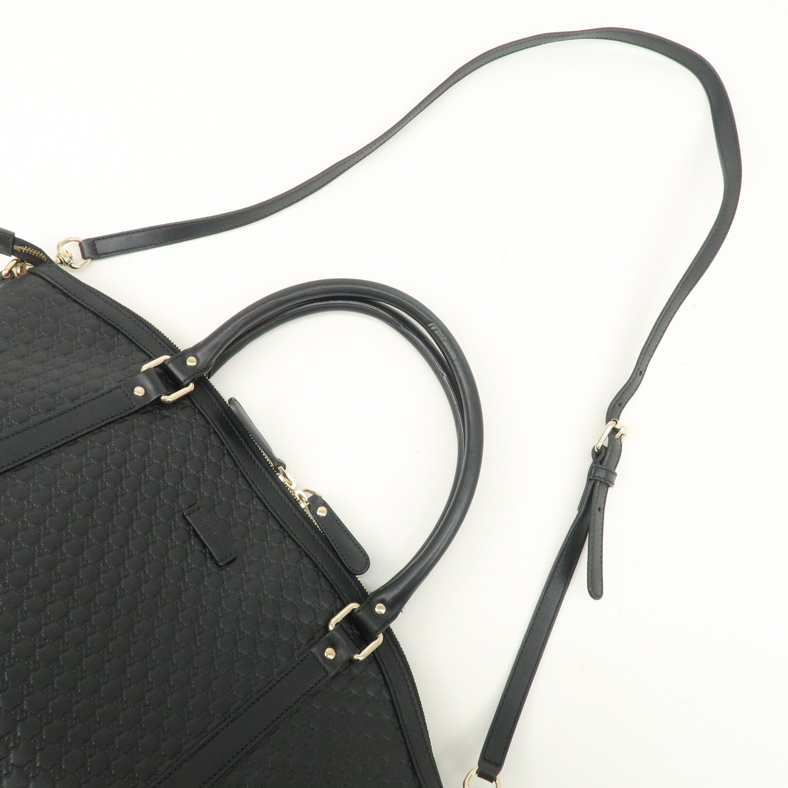 GUCCI Micro Guccissima Leather 2Way Bag Shoulder Bag Black 449658 Used