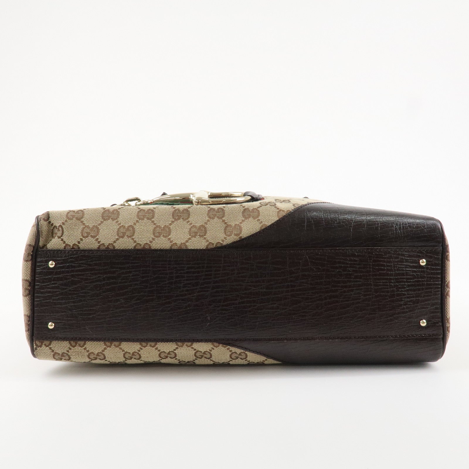 GUCCI Horsebit Sherry GG Canvas Leather Shoulder Bag Beige Brown 141503 Used