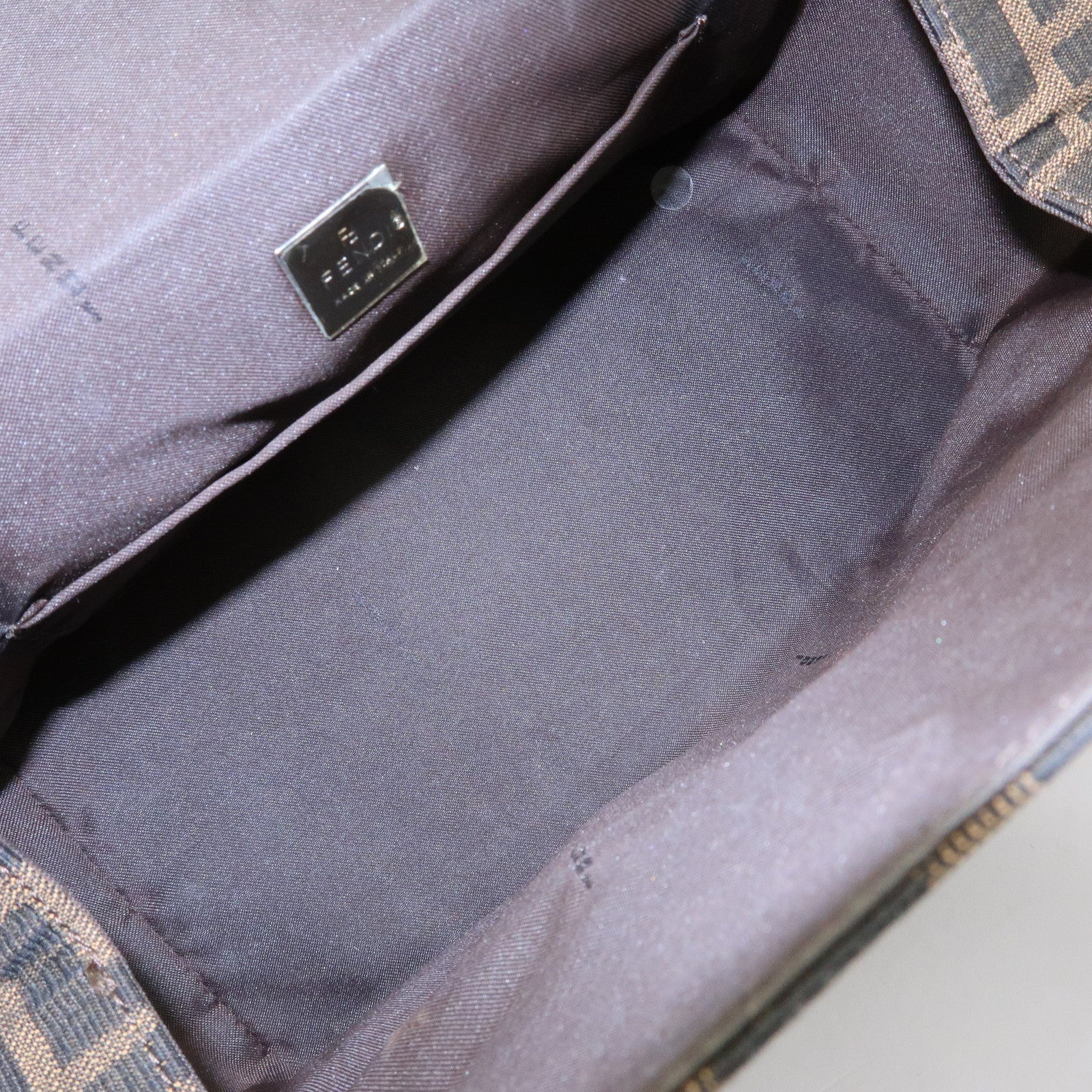 FENDI ZUCCA Canvas Leather Hand Bag Shoulder Bag Brown