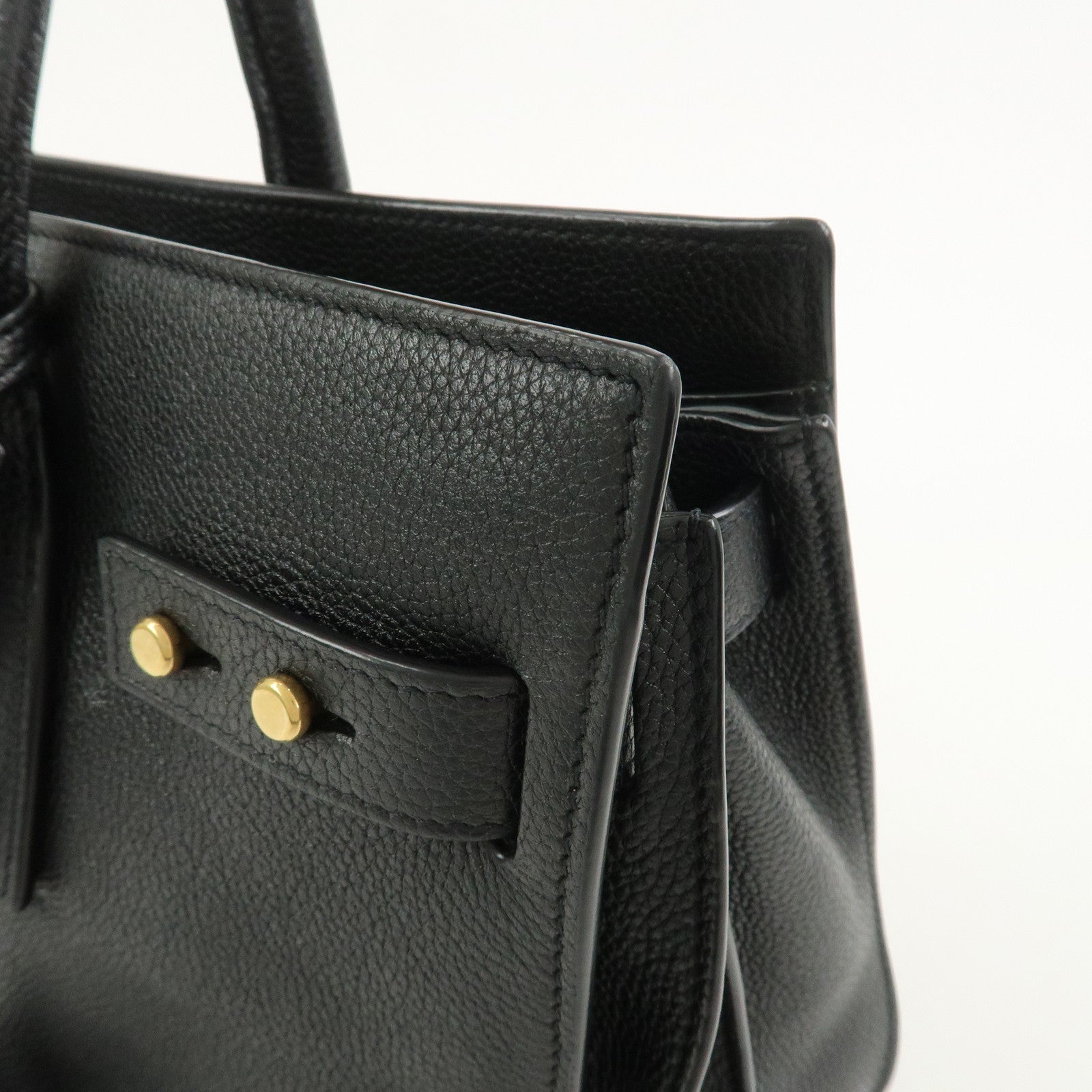 SAINT LAURENT PARIS Grain Calf Leather 2Way Bag Black 717447