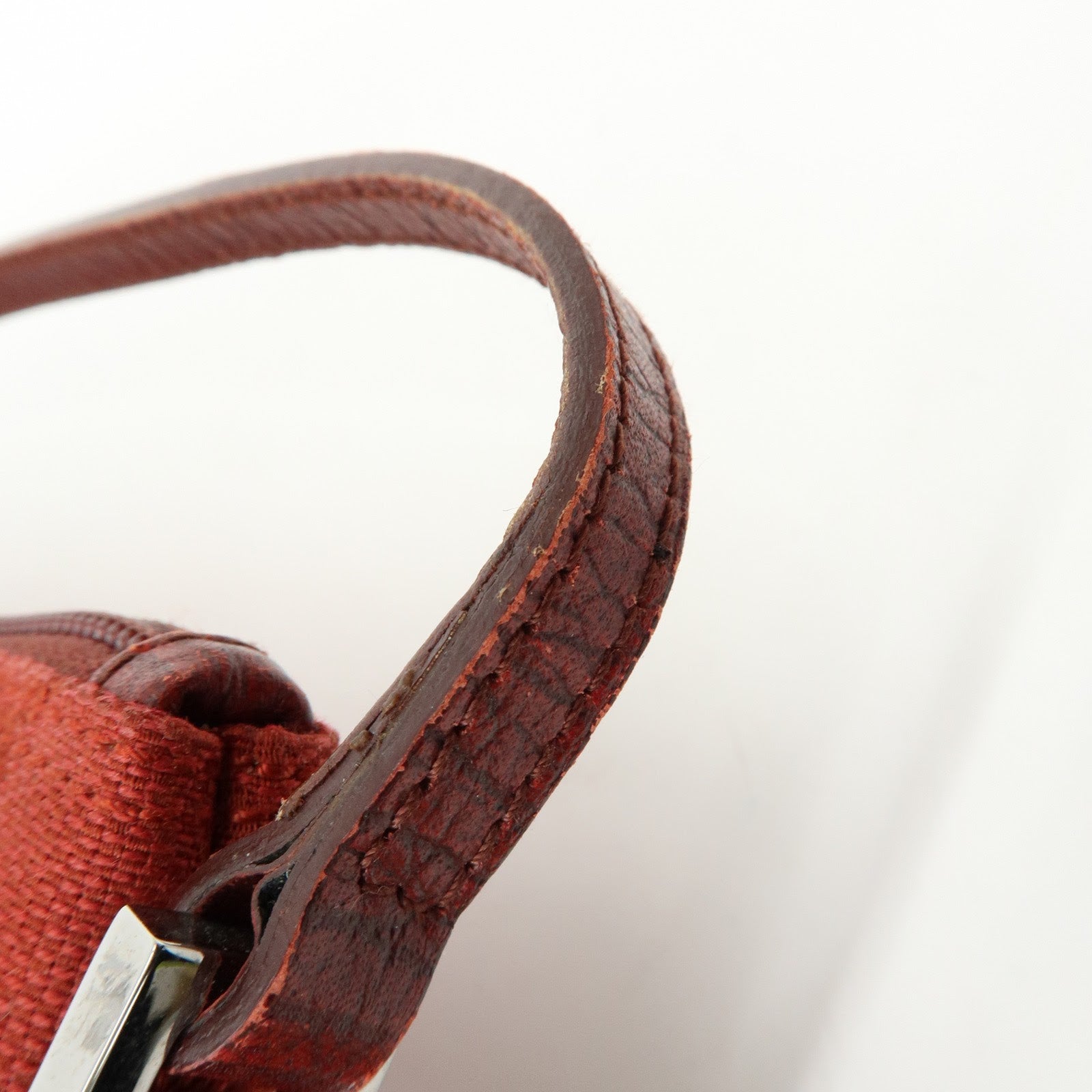 GUCCI Boat Bag GG Canvas Leather Hand Bag Wine Red 07198
