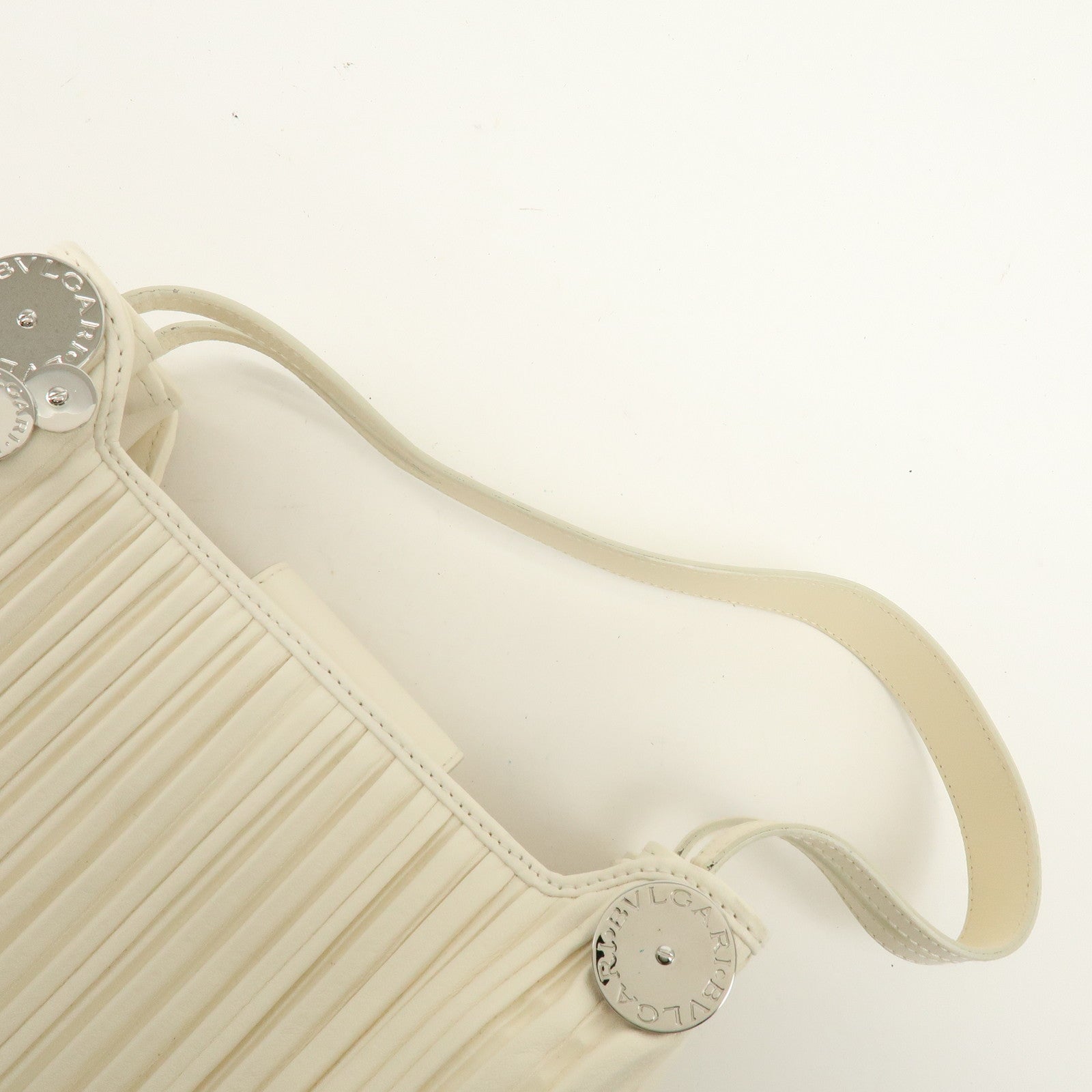 BVLGARI Leather Shoulder Bag Hand Bag White