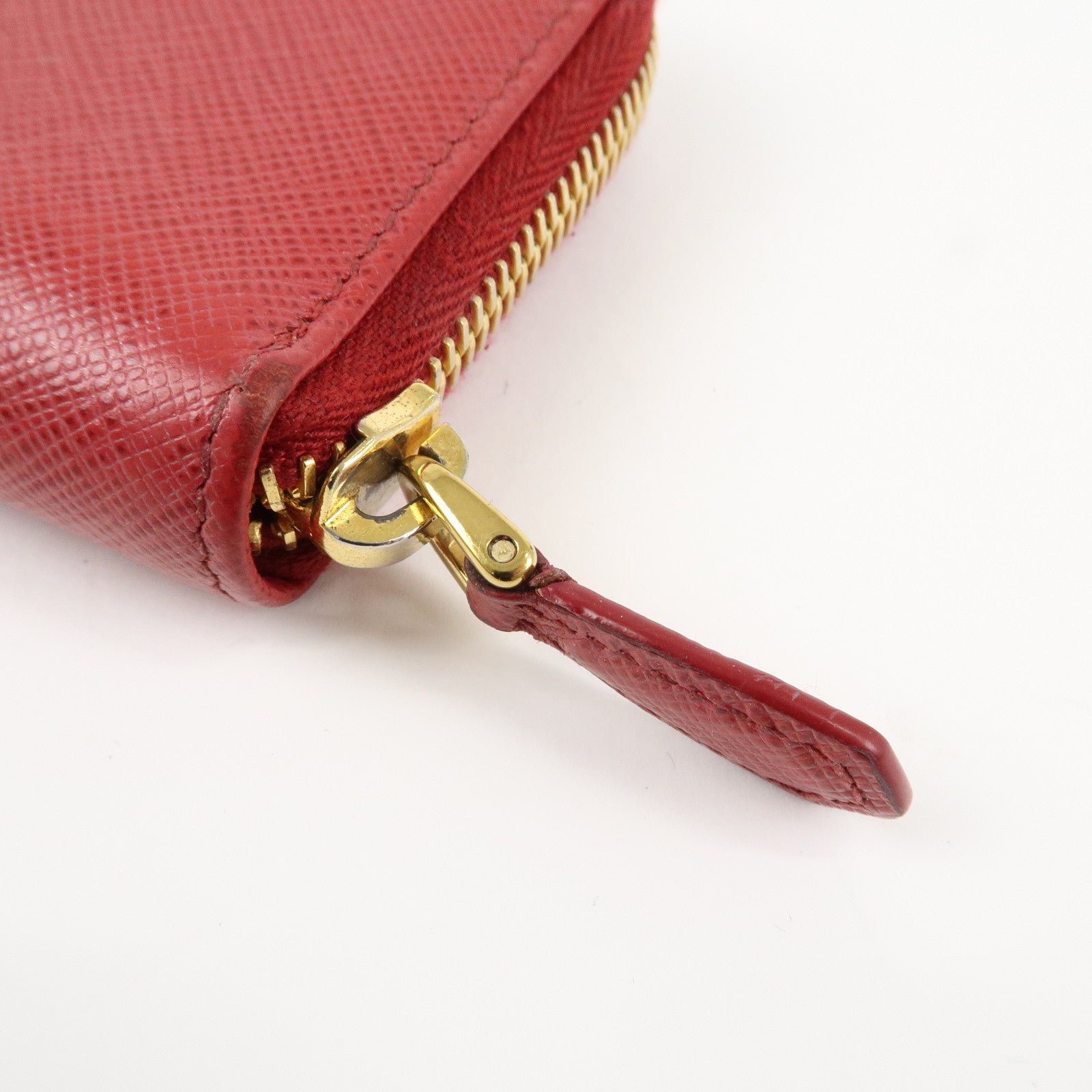PRADA Triangle Logo Round Zippy Coin Case Red 1MO268 Used