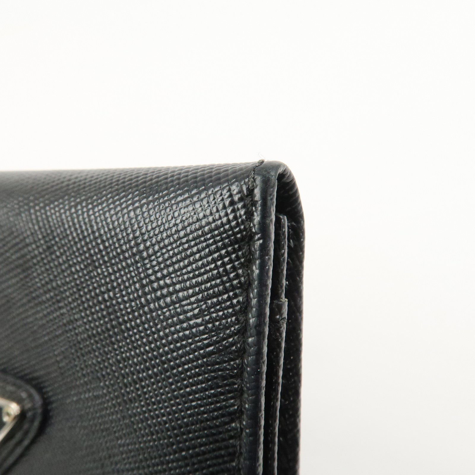 PRADA Triangle Logo Saffiano Leather Card Case Card Holder Black