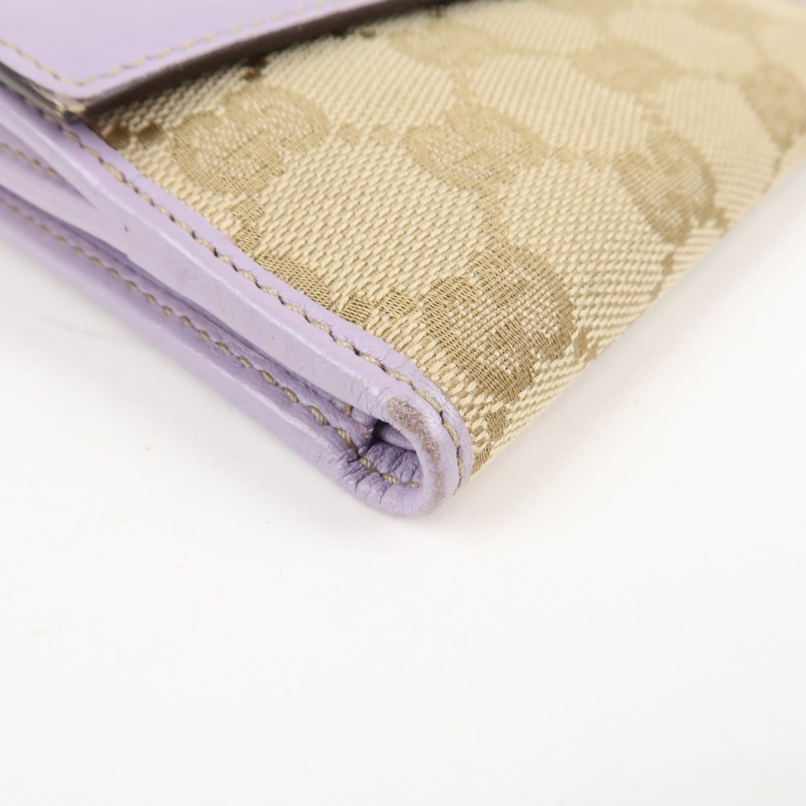 GUCCI Lovely Heart GG Canvas Leather W Hook Bi-Fold Wallet 203549 Used