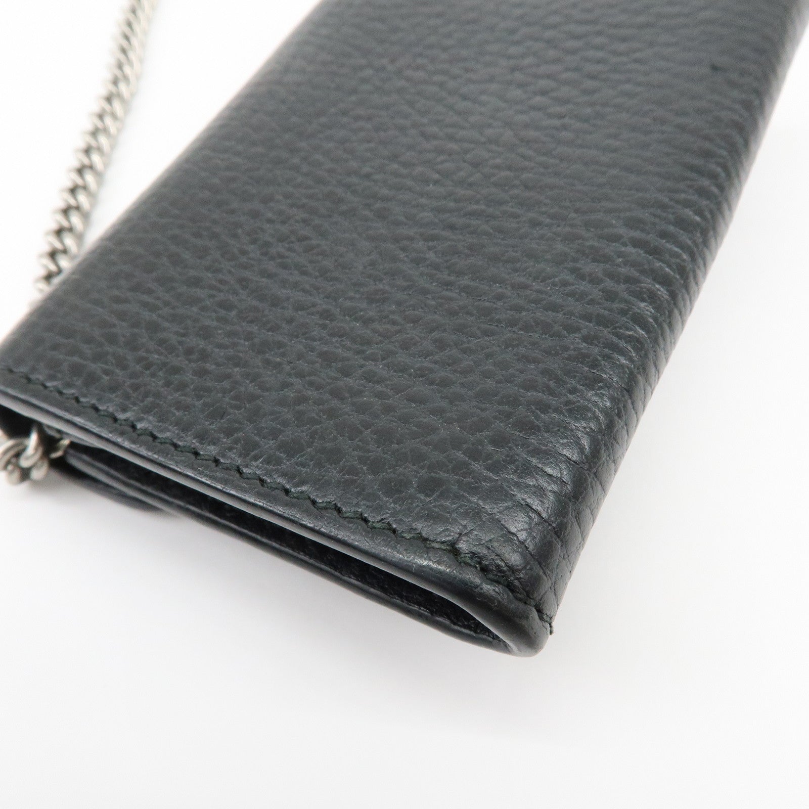 GUCCI Dionysus Leather Chain Compact Wallet Coin Case Black 574930