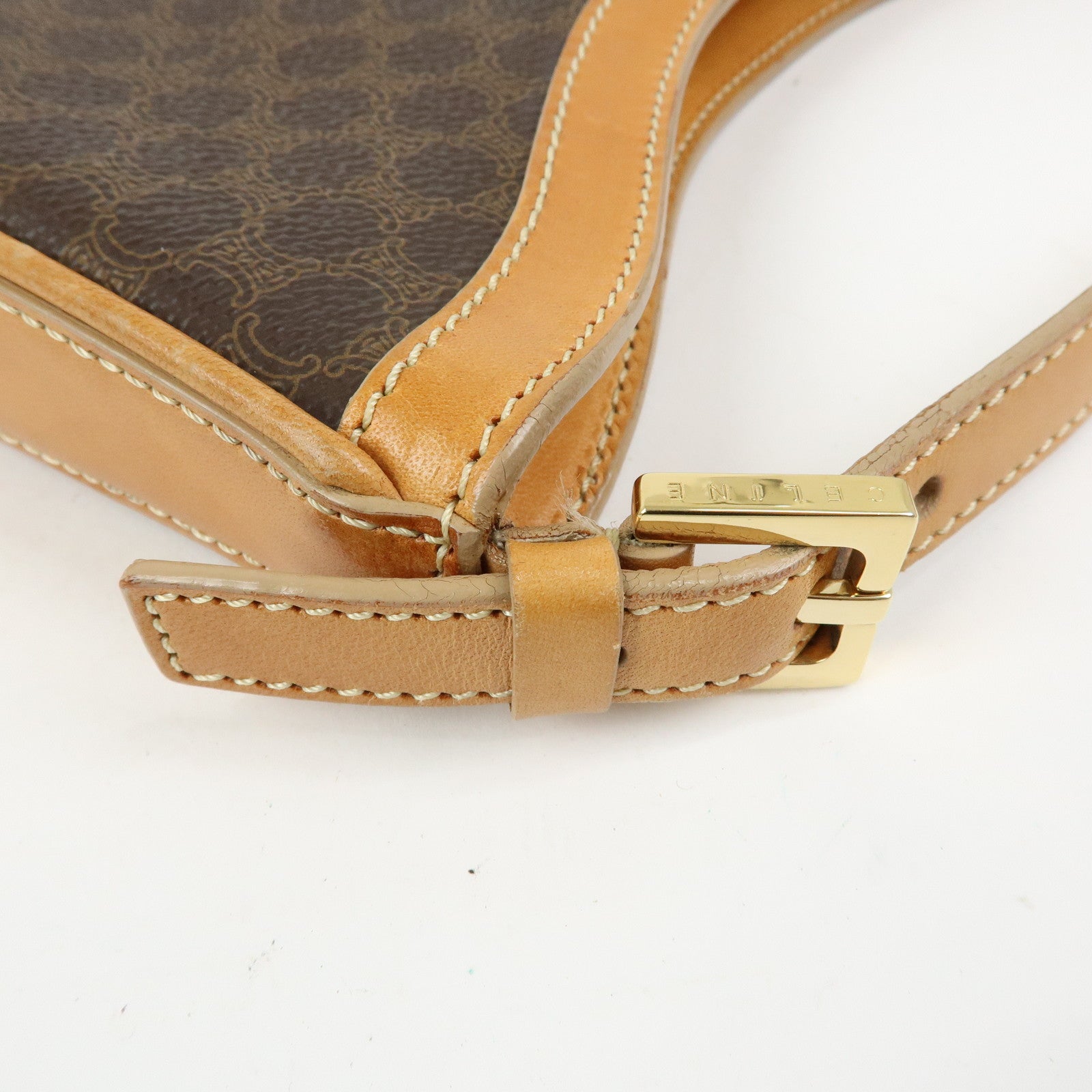 CELINE Macadam PVC Leather Shoulder Bag Hand Bag Brown