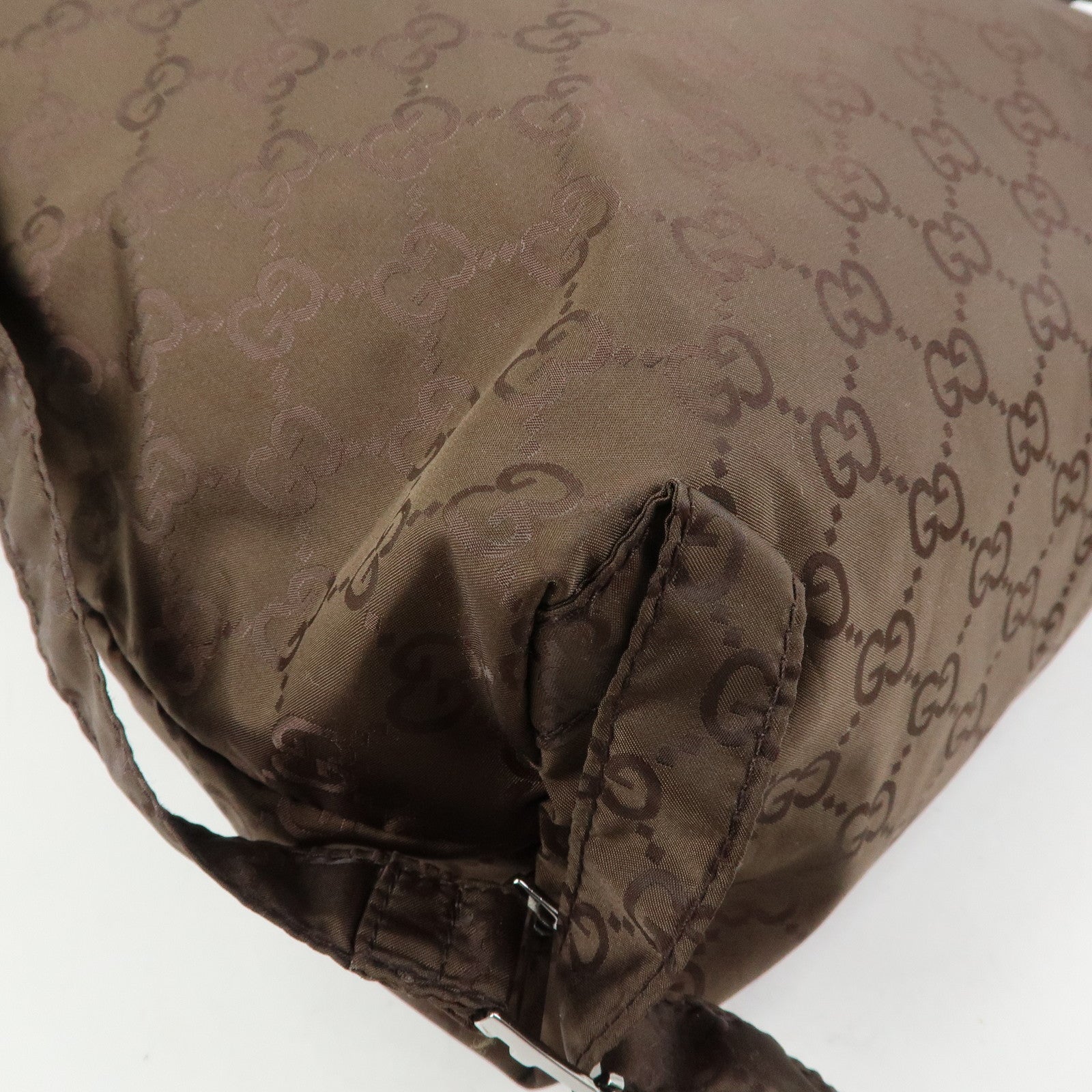 GUCCI GG Nylon Leather Backpack Brown 223670