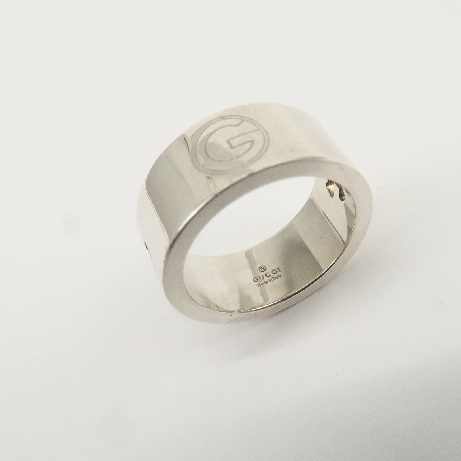 GUCCI Logo Metal Ring SV925 #12 Silver