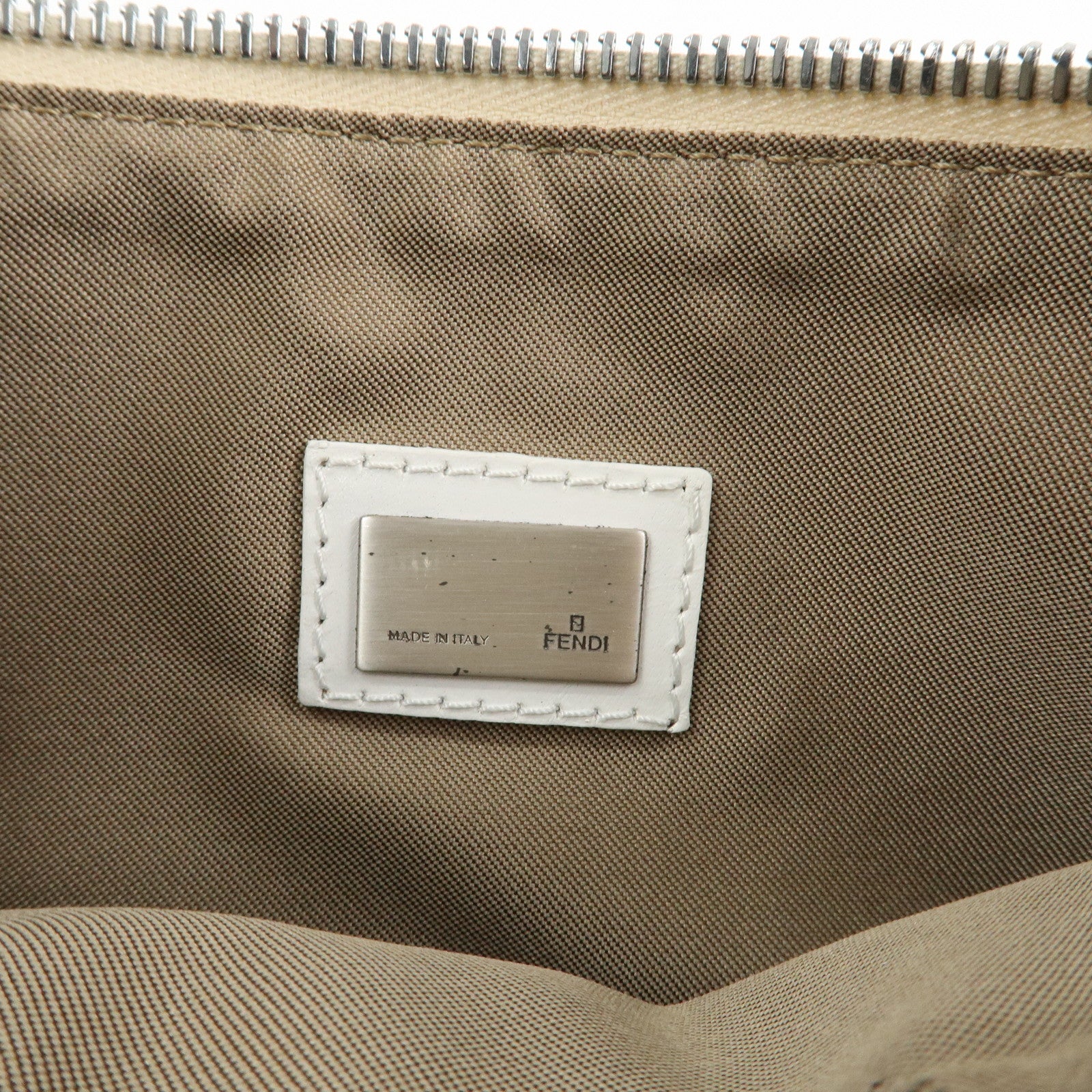 FENDI Zucchino Canvas Leather Accessory Pouch Shoulder Bag 8BR133