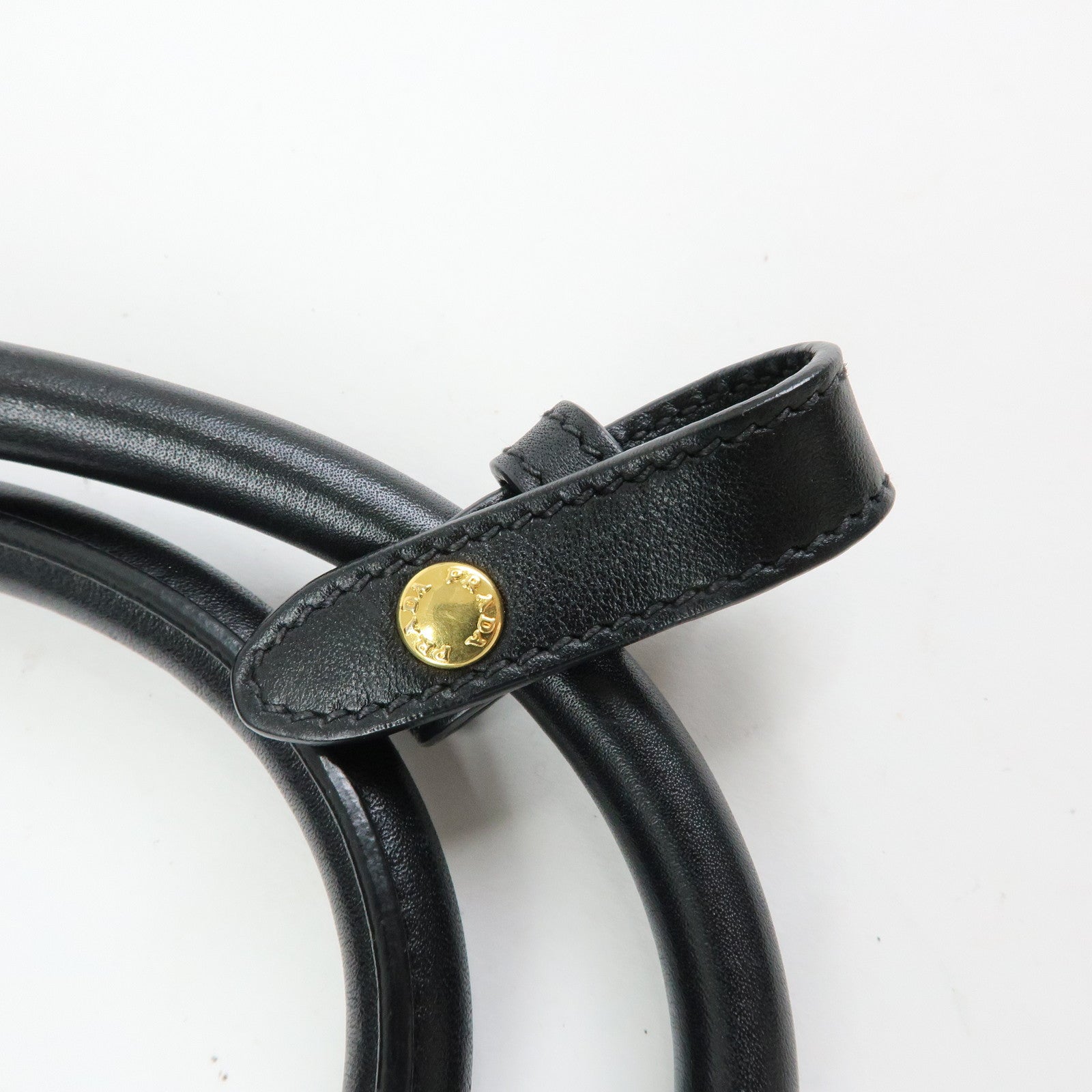 PRADA Triangle Logo Leather 2Way Tote Bag Hand Bag Black BN2626