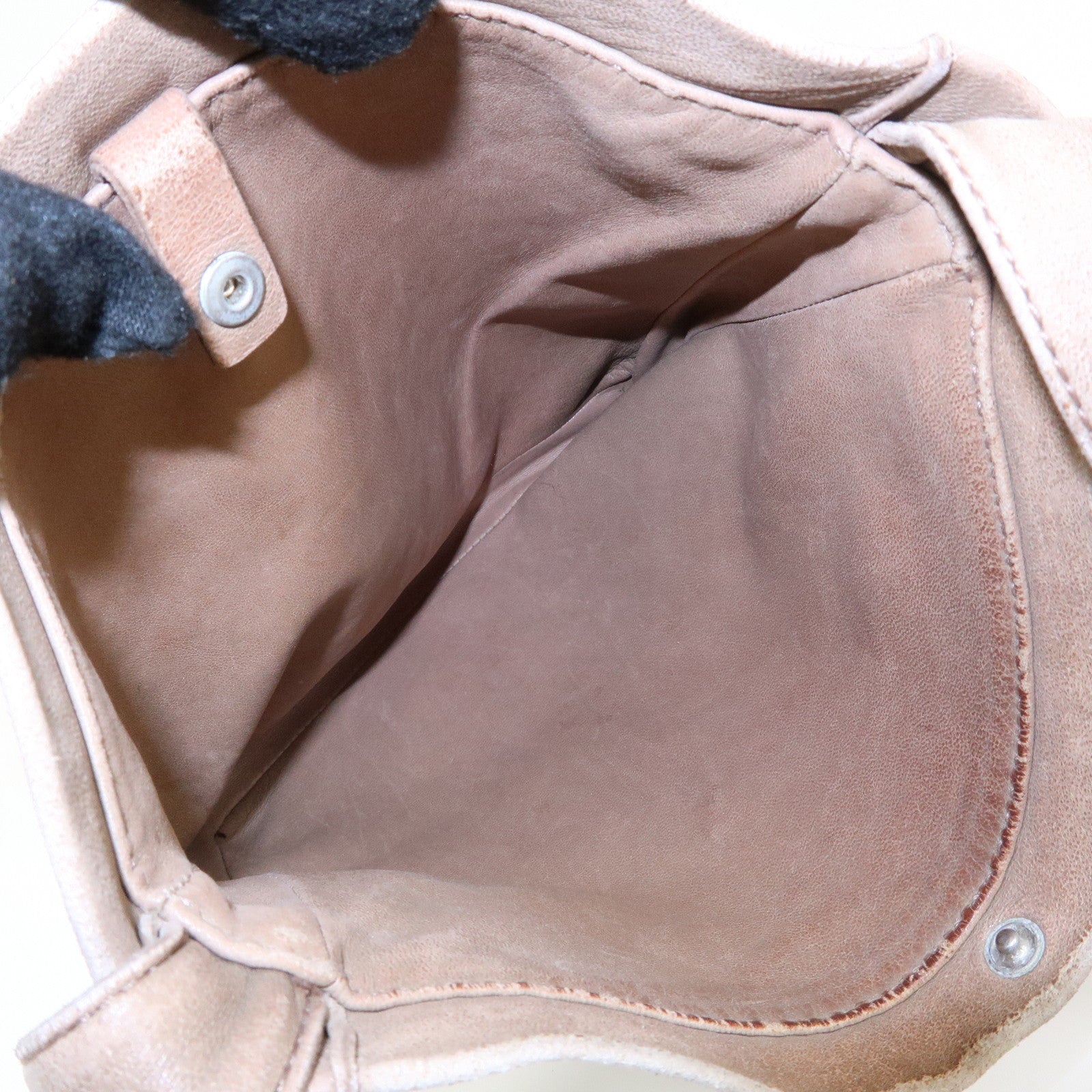 HERMES Leather Clou de Selle Shoulder Bag □M Stamped Beige