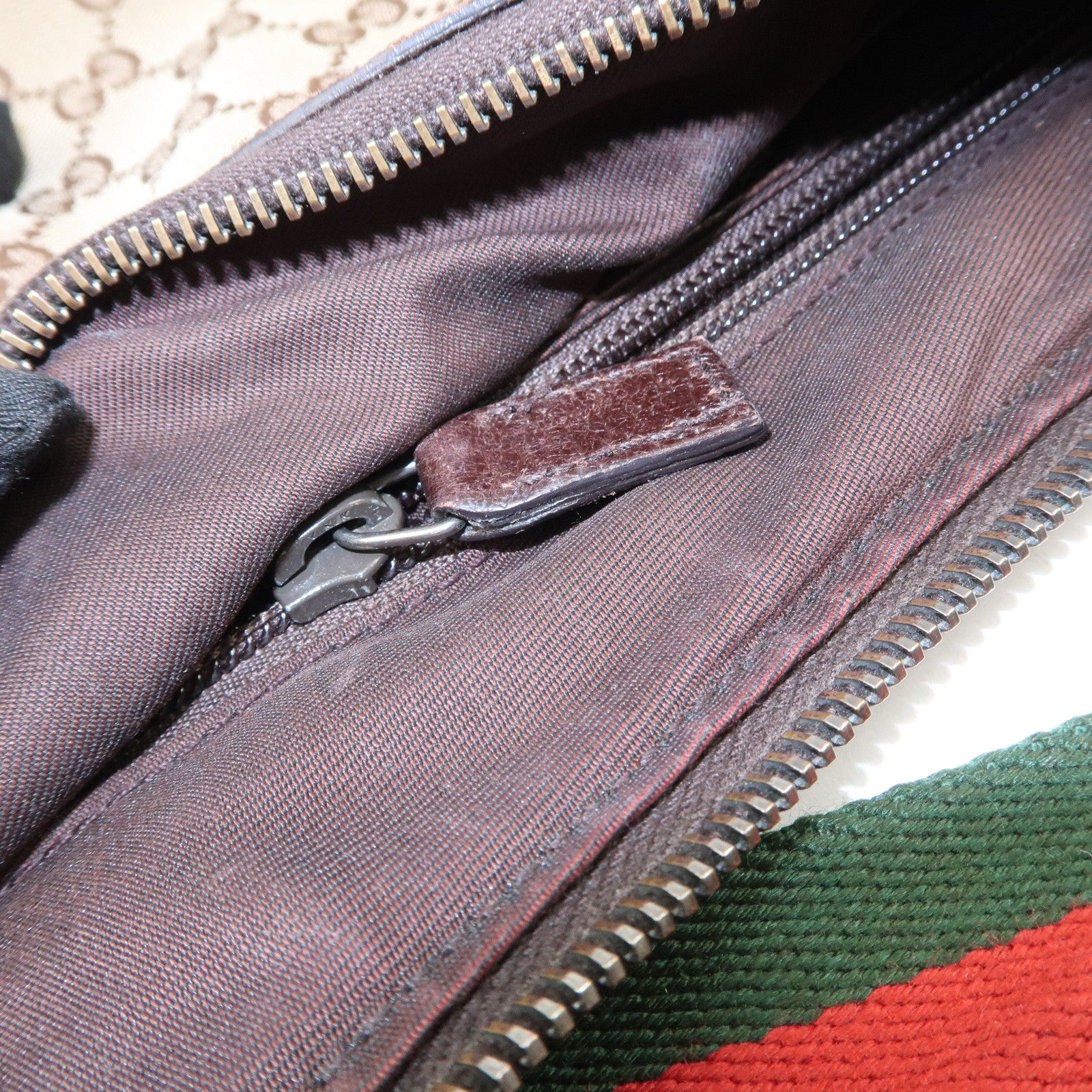 GUCCI Sherry GG Canvas Leather Shoulder Bag Beige Brown 181092 Used