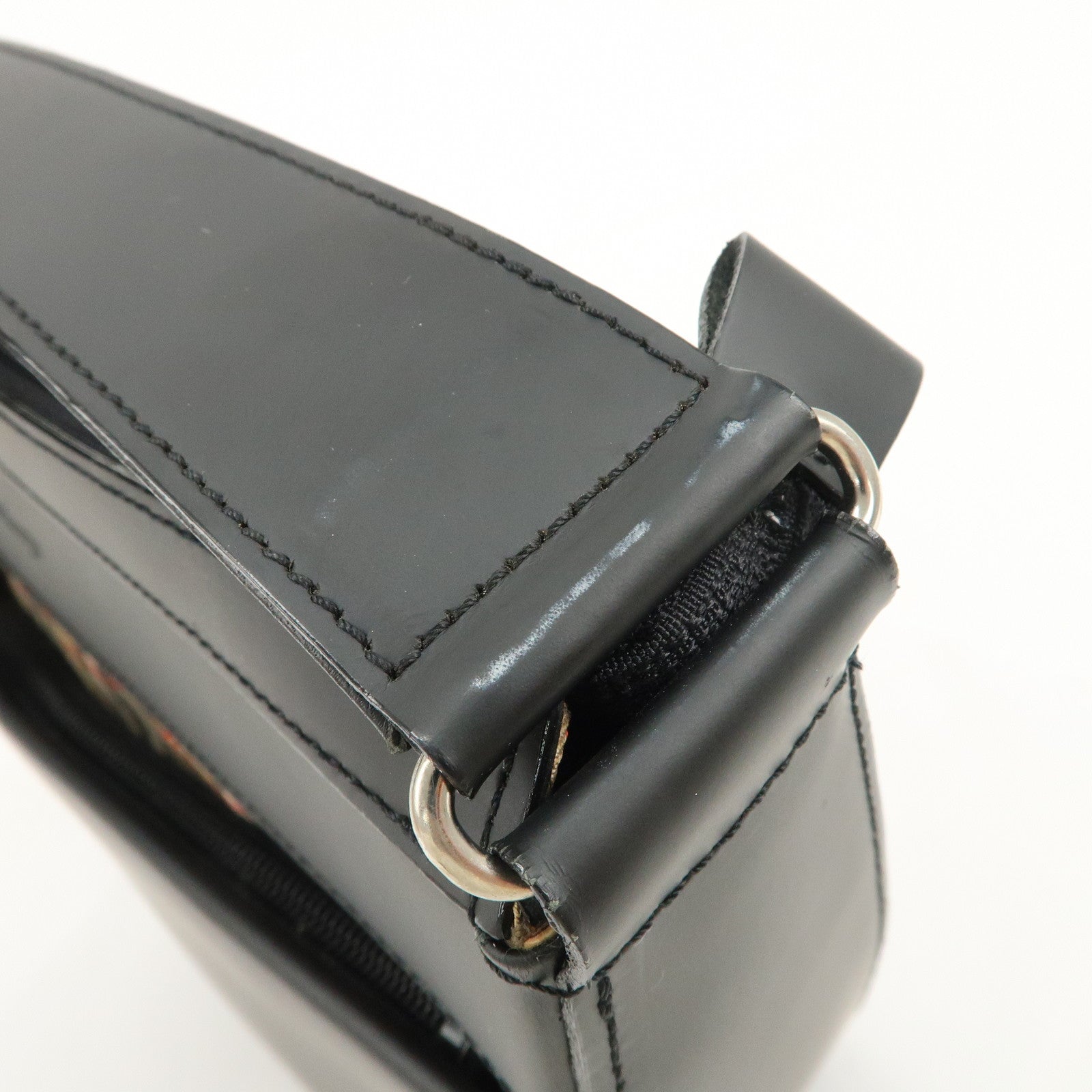 BURBERRY Logo Leather Shoulder Bag Hand Bag Nova Plaid Black Used