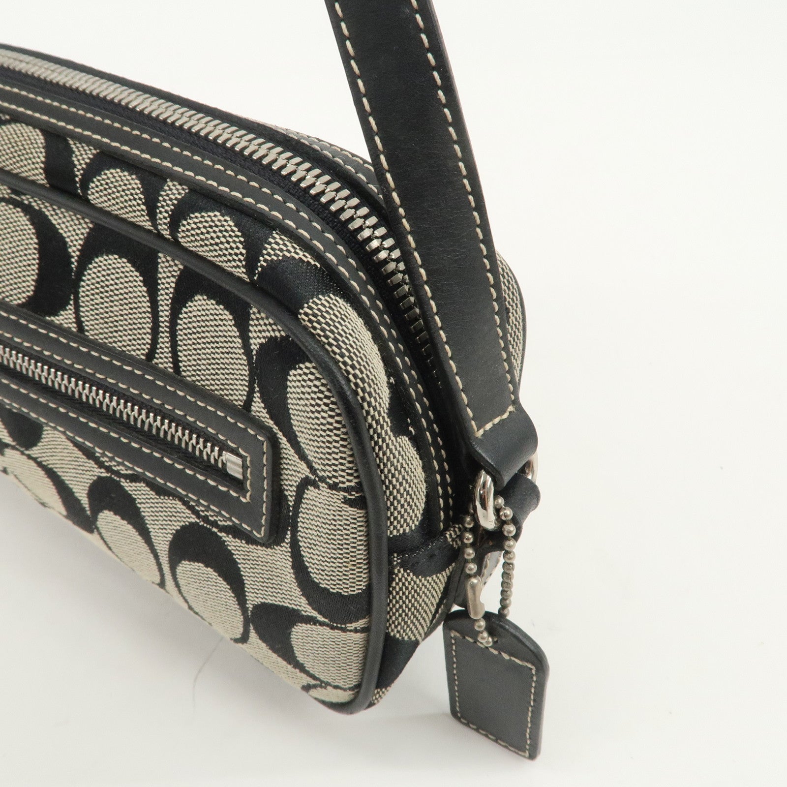 COACH Signature Canvas Leather Set of 2 Hand Bag Shoulder Bag Black