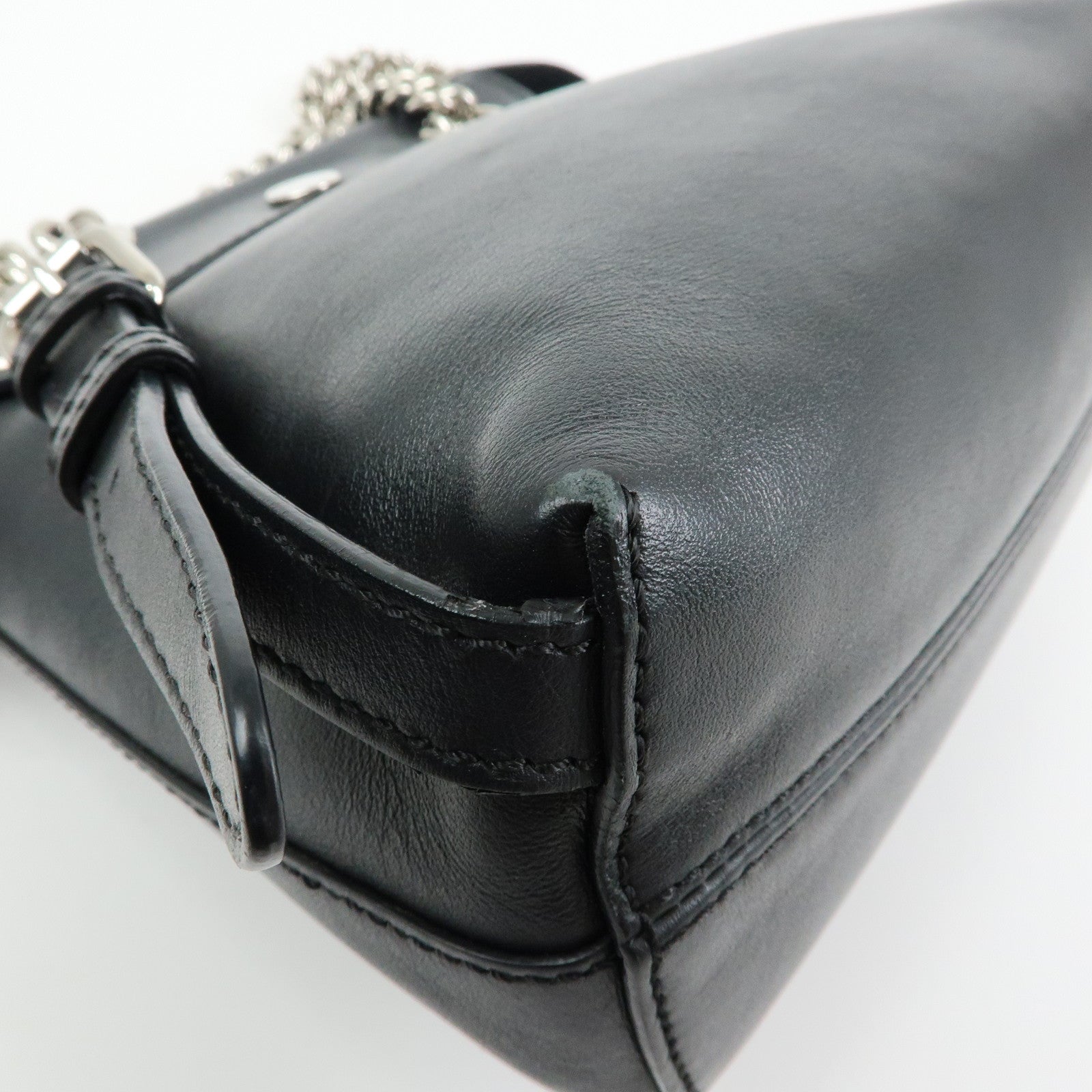 FENDI Bag to School Leather 2Way Bag Hand Bag Shoulder Bag Black