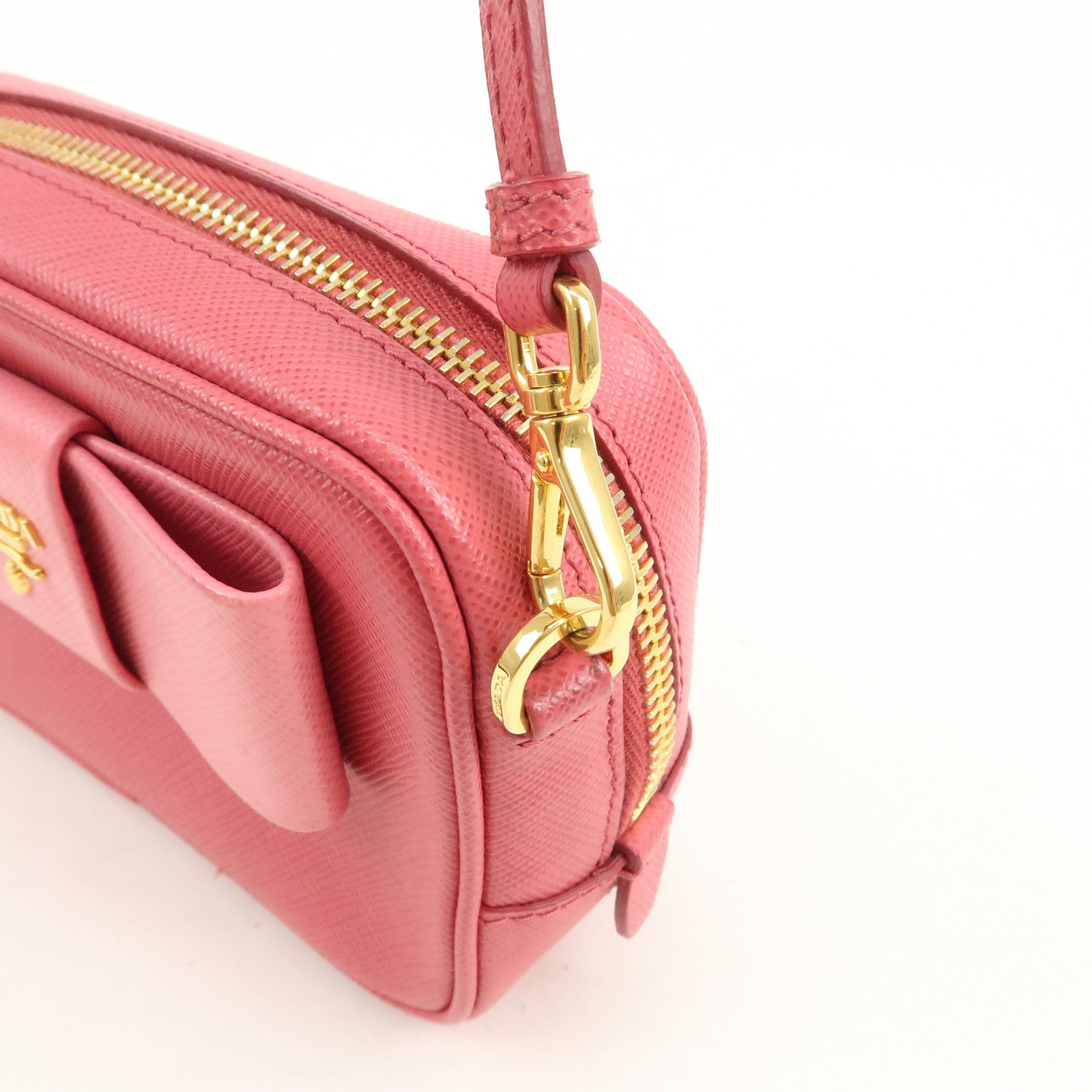 PRADA Saffiano Leather Ribbon Mini Shoulder Bag Camera Bag 1N1674