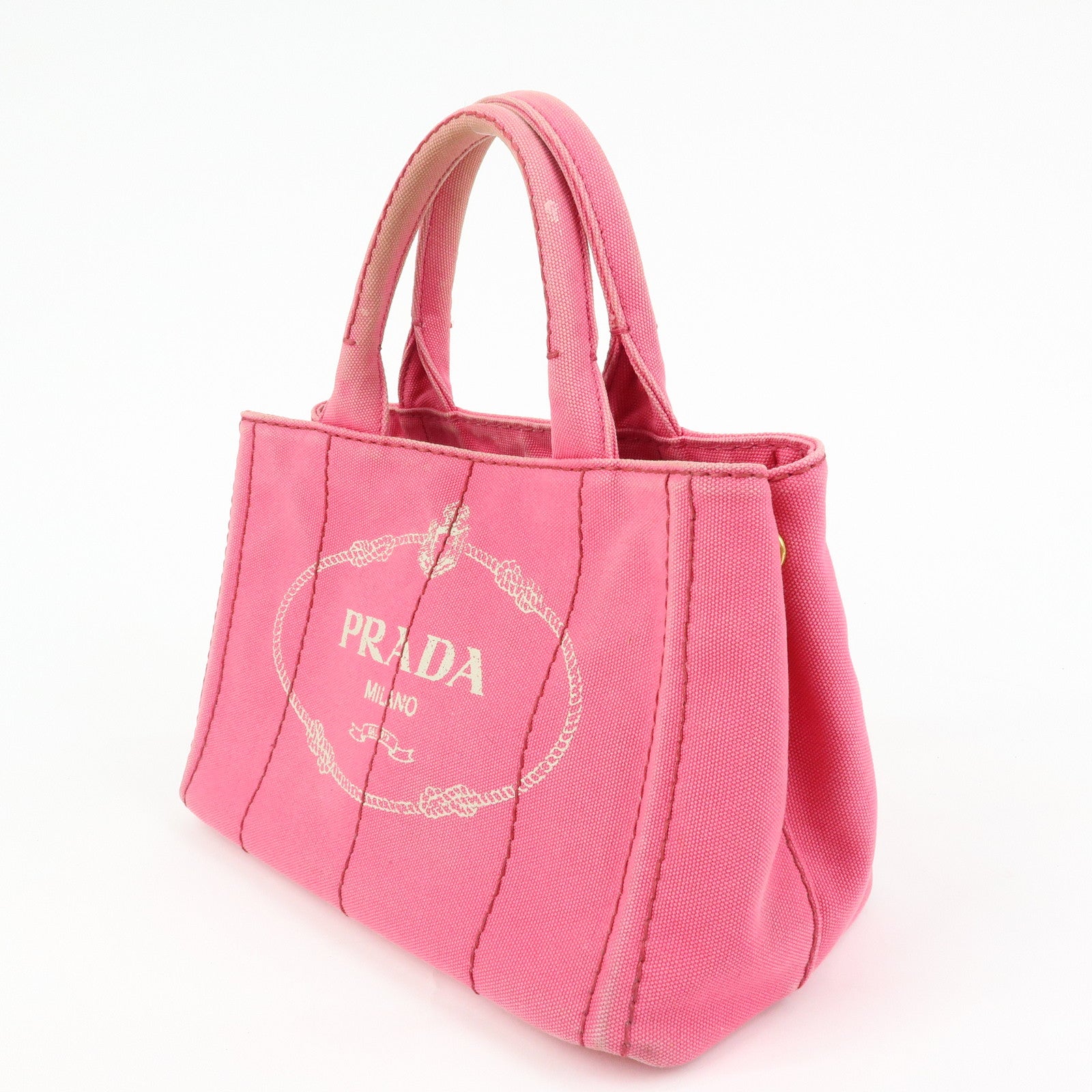PRADA Canapa Mini Canvas 2Way Bag Hand Bag Pink 1BG439