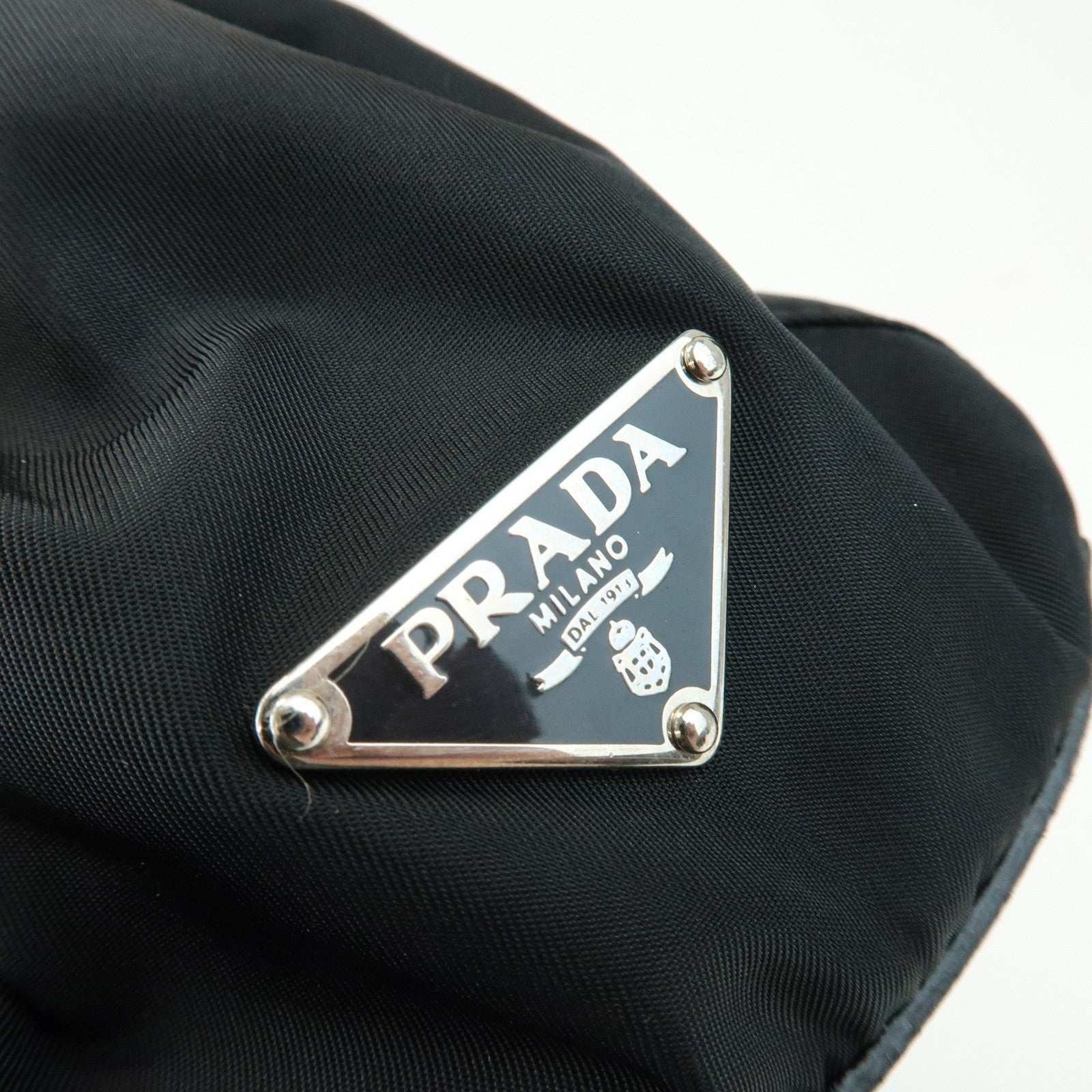 PRADA Triangle Logo Nylon Nappa Leather Shoulder Bag Black BR2613