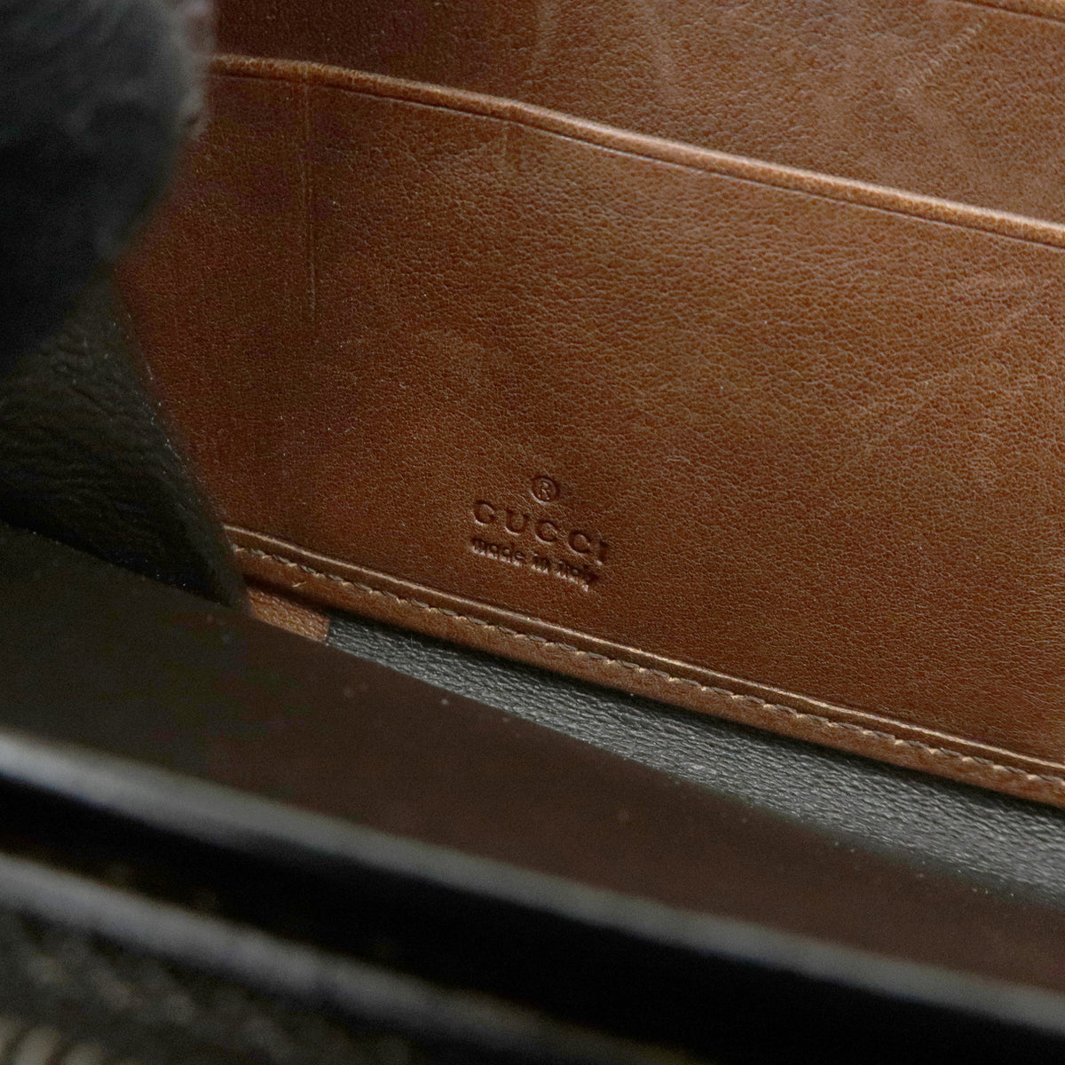 GUCCI Leather Round Zippy Long Wallet Studs Brown Gold 264733