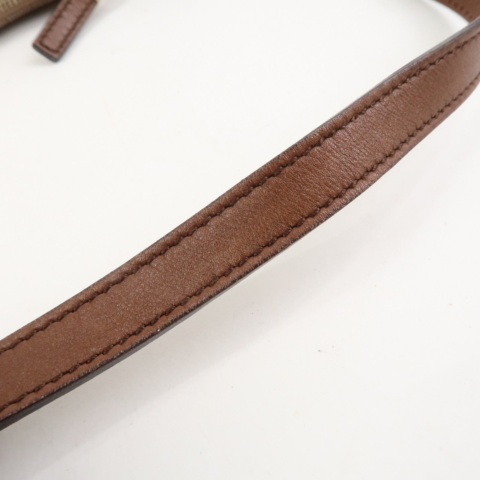 Ferragamo Gancini PVC Canvas Leather Shoulder Bag Hand Bag Brown