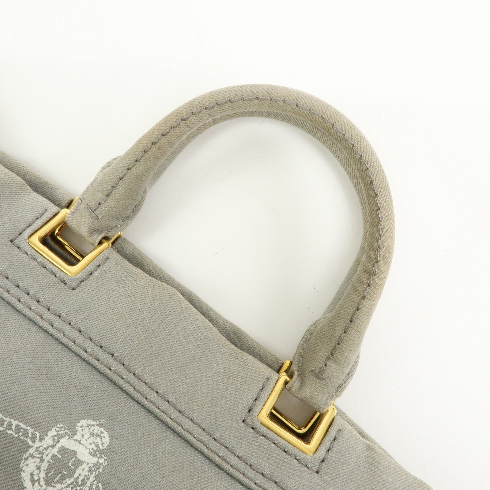PRADA Canapa Canvas 2Way Bag Hand Bag Shoulder Bag Gray BN2069