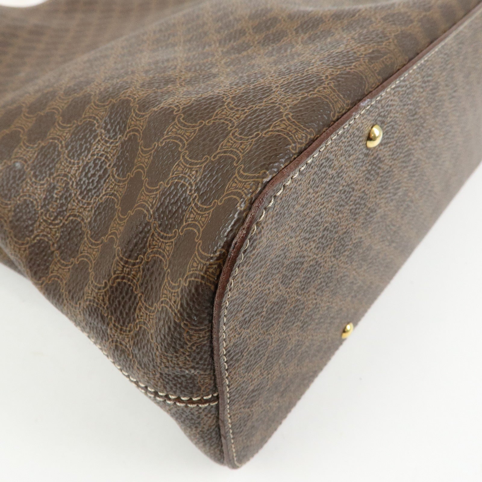 CELINE Macadam PVC Canvas Shoulder Bag Hand Bag Brown