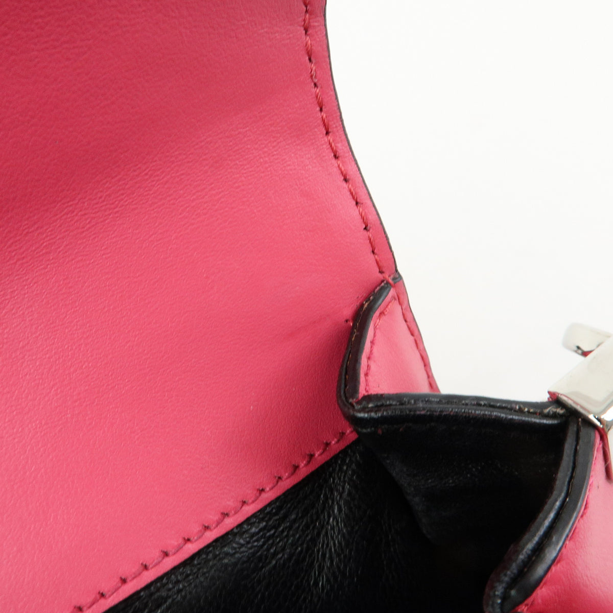 PRADA Sidonie Leather Chain Mini Shoulder Crossbody Bag Pink Black