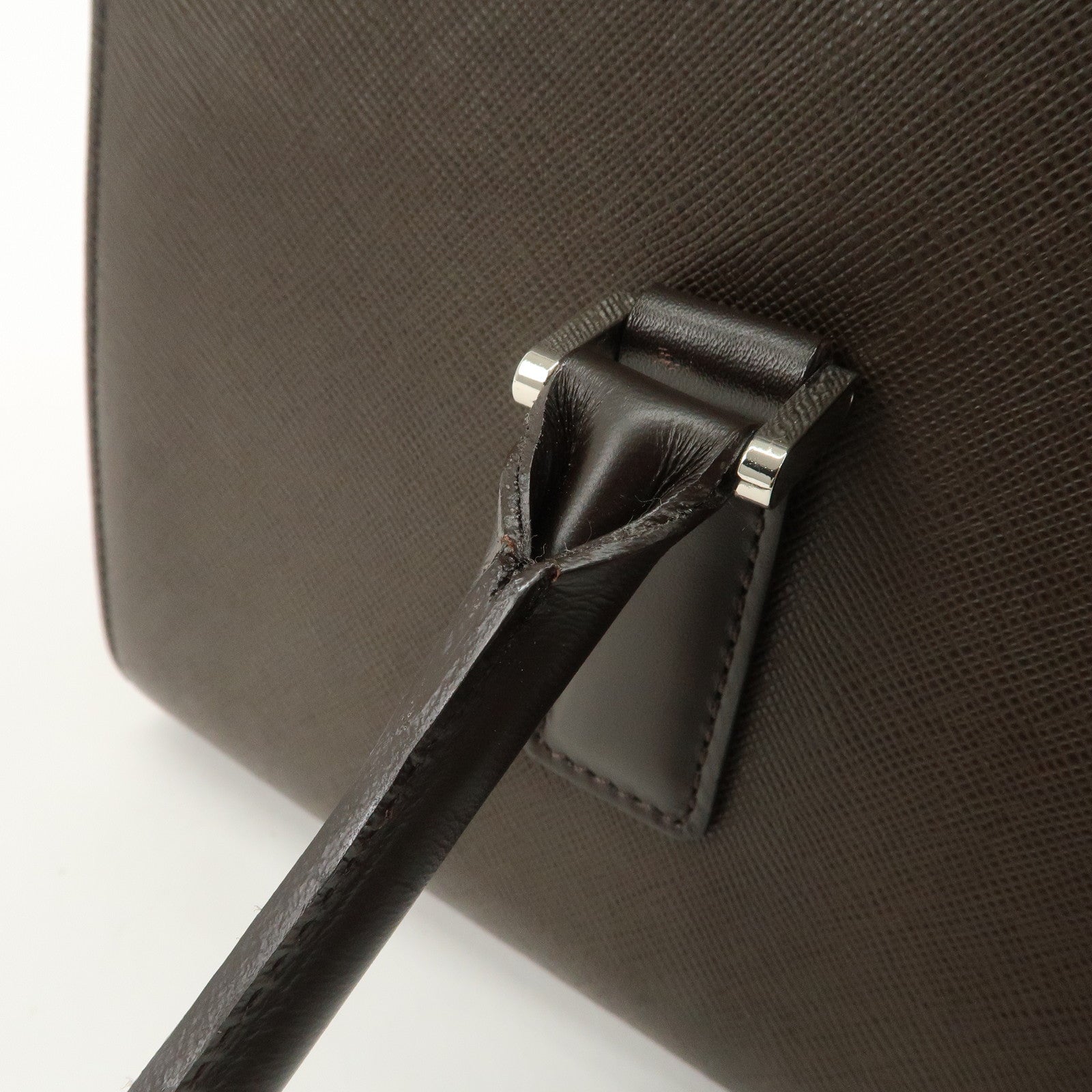 BURBERRY Leather Hand Bag Dark Brown