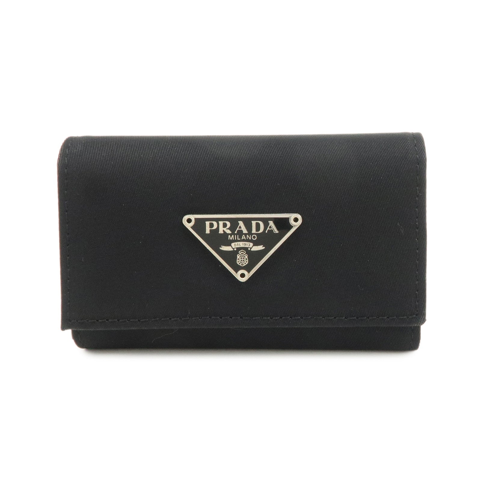 PRADA Nylon Saffiano Leather 6 Rings Key Case Black M222A