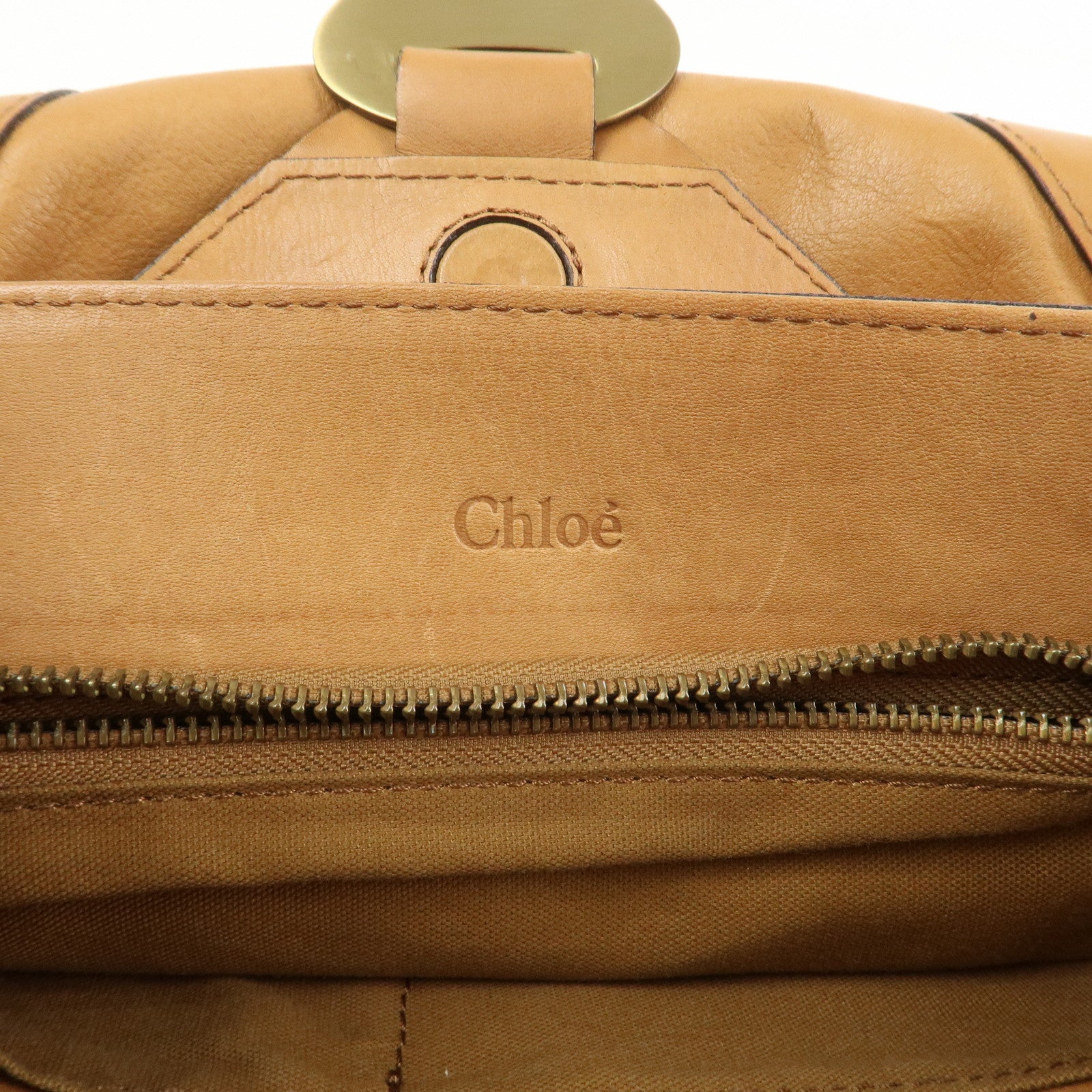 Chloe Logo Leather Shoulder Bag Hand Bag Crossbody Bag Brown