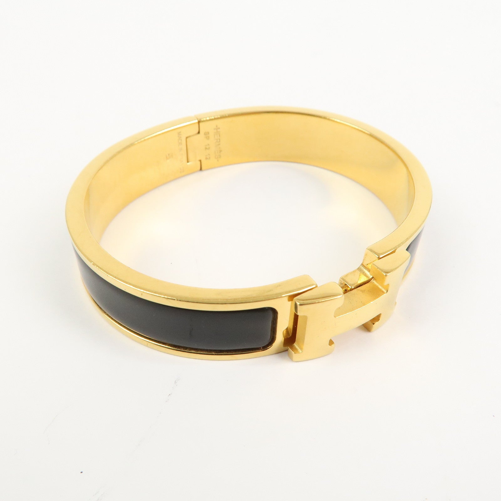HERMES Clic Clac PM Metal Bracelet Black Gold