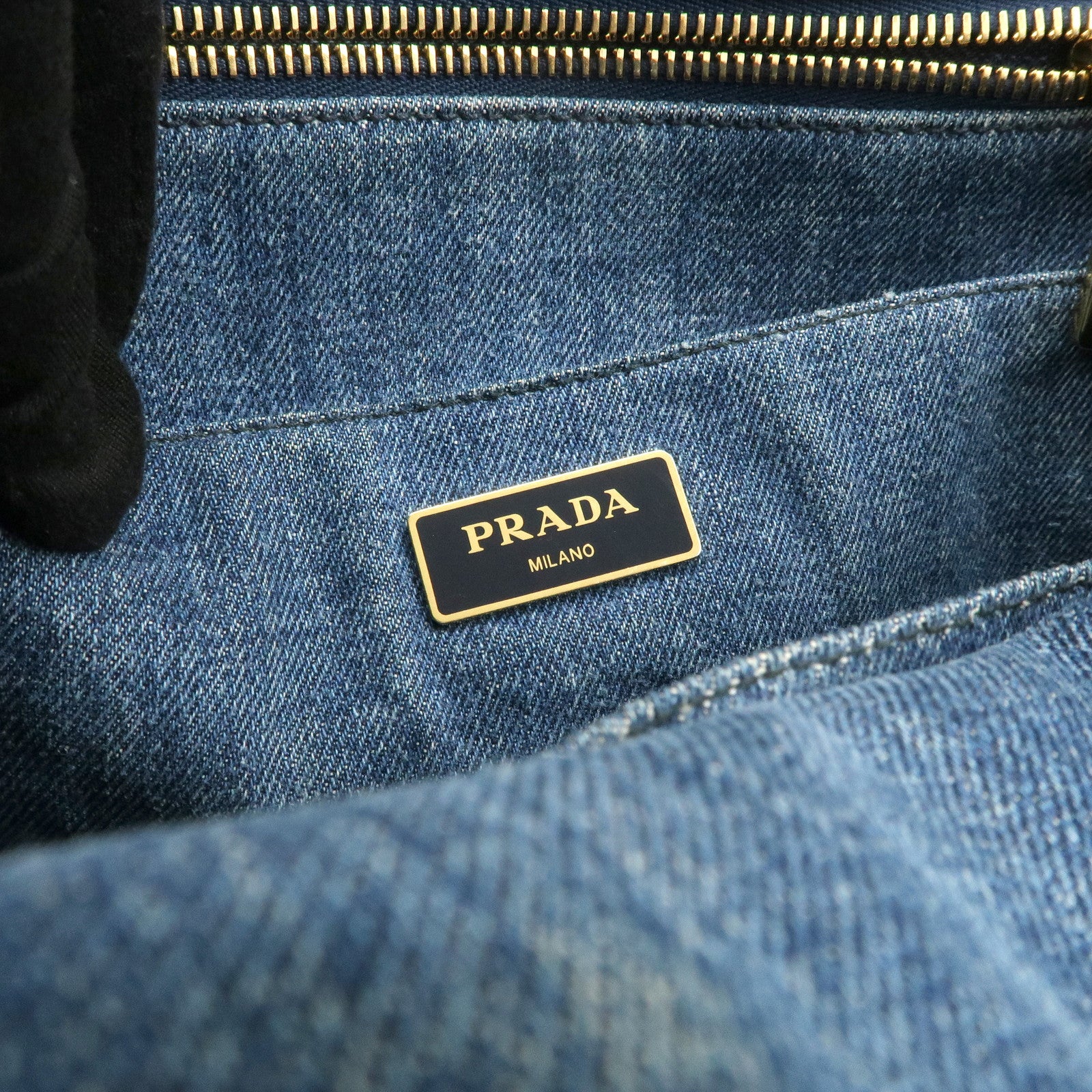 PRADA Canapa Mini Canvas Denim 2Way Shoulder Hand Bag Blue B2439G