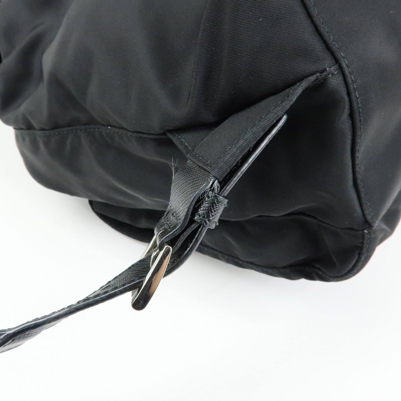 PRADA Triangle Logo Nylon Saffiano leather Backpack Rucksuck Black