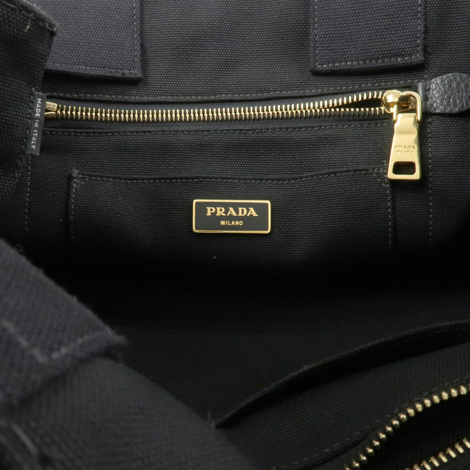 PRADA Logo Canapa Canvas Denim Tote Bag Hand Bag B1877B