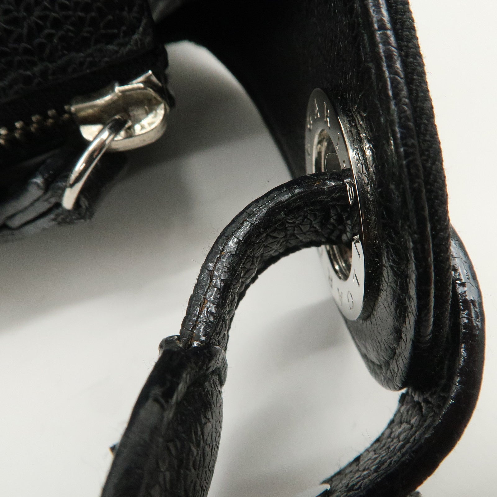 BVLGARI Logo Mania Canvas Leather Hand Bag Shoulder Bag Black