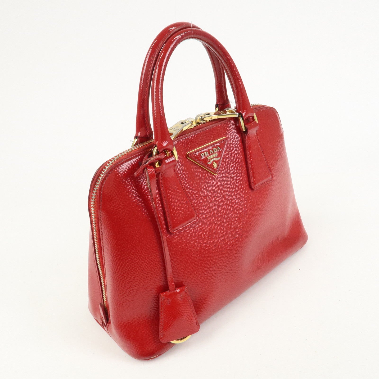 PRADA Promenade Small Leather 2Way Hand Shoulder Bag Red BL0838