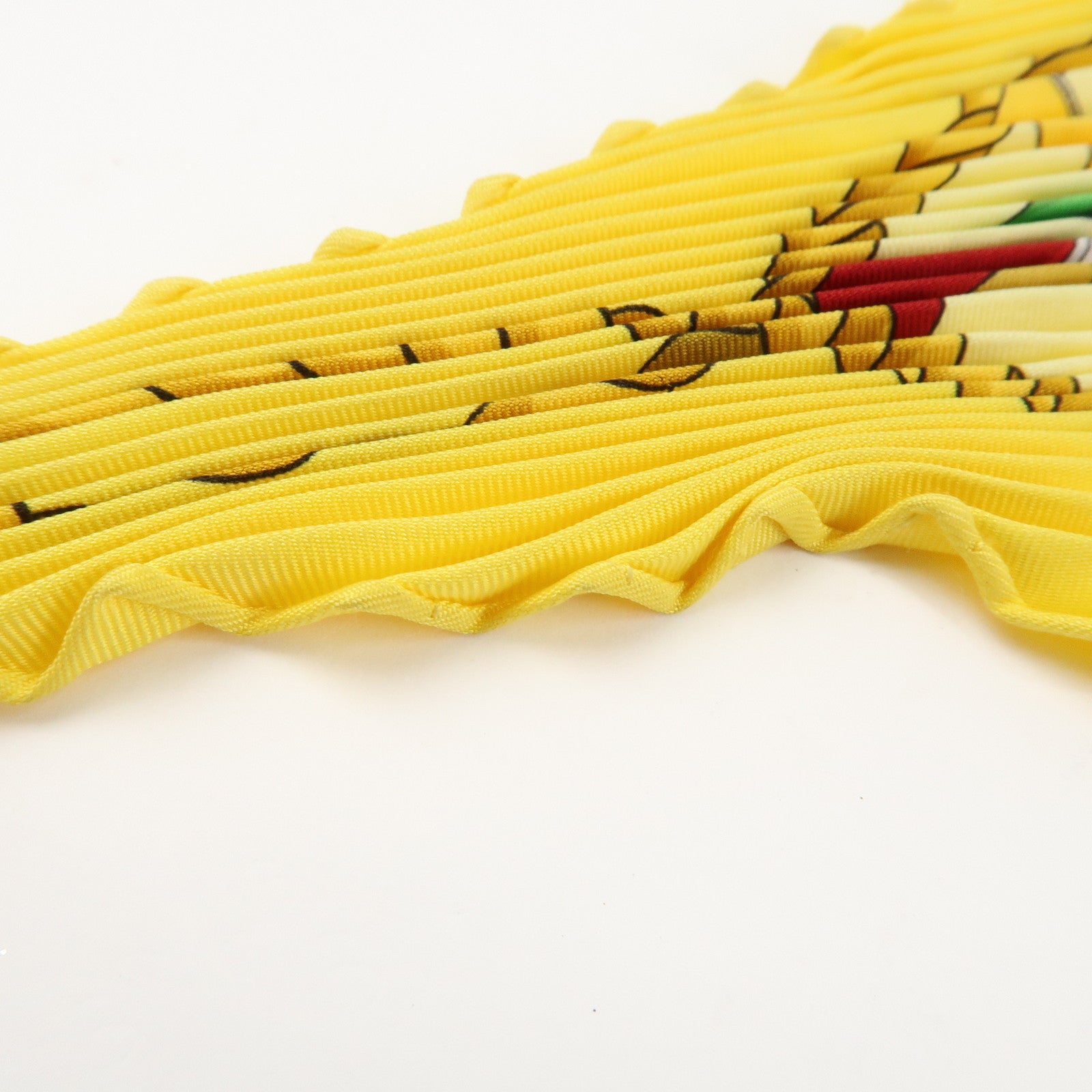 HERMES pleats Carre 90 Silk 100% Scarf Yellow Green Purple Red Used