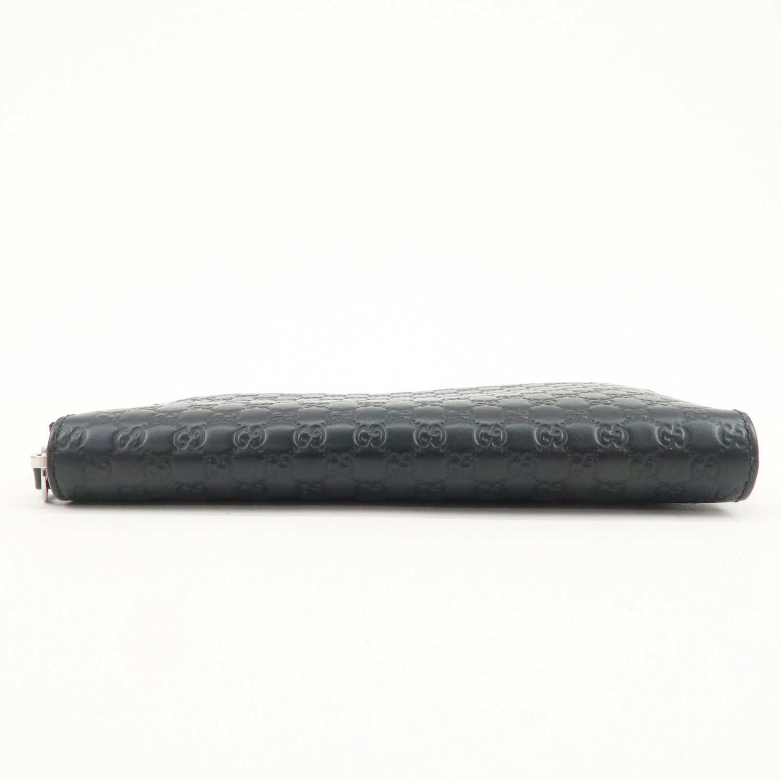 GUCCI Logo Micro Guccissima Zippy Leather Long Wallet Black 391465
