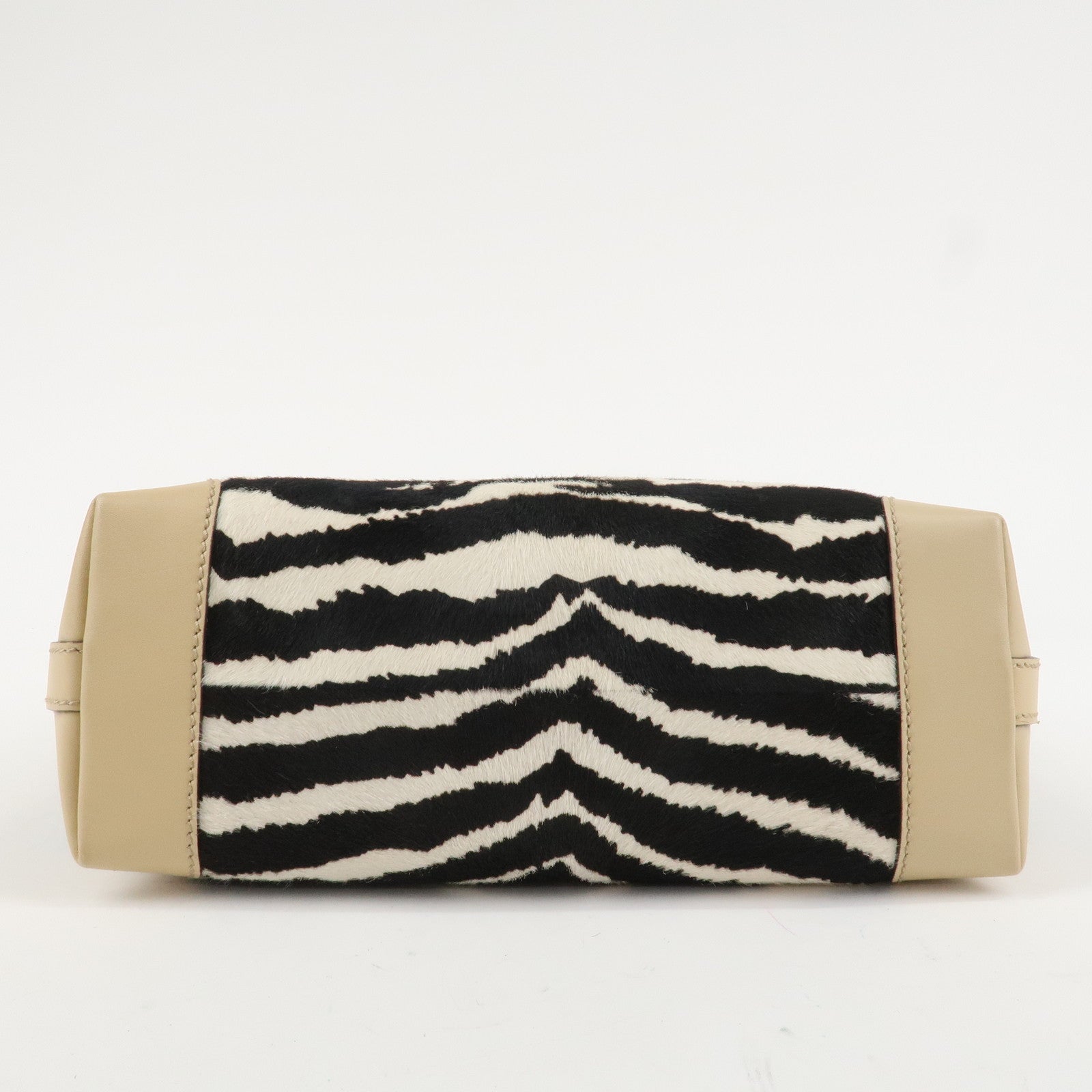 GUCCI Craft Unborn Calf Leather Tote Bag Zebra Pattern Beige 23793 Used