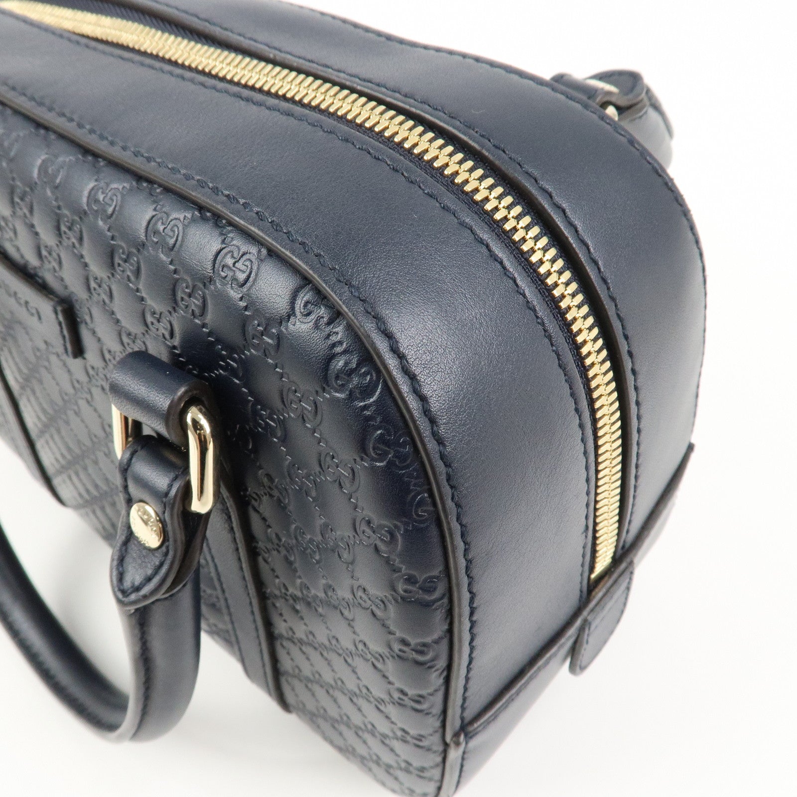 GUCCI Micro Guccissima Leather 2 Way Bag Hand Bag Dark Navy 510289